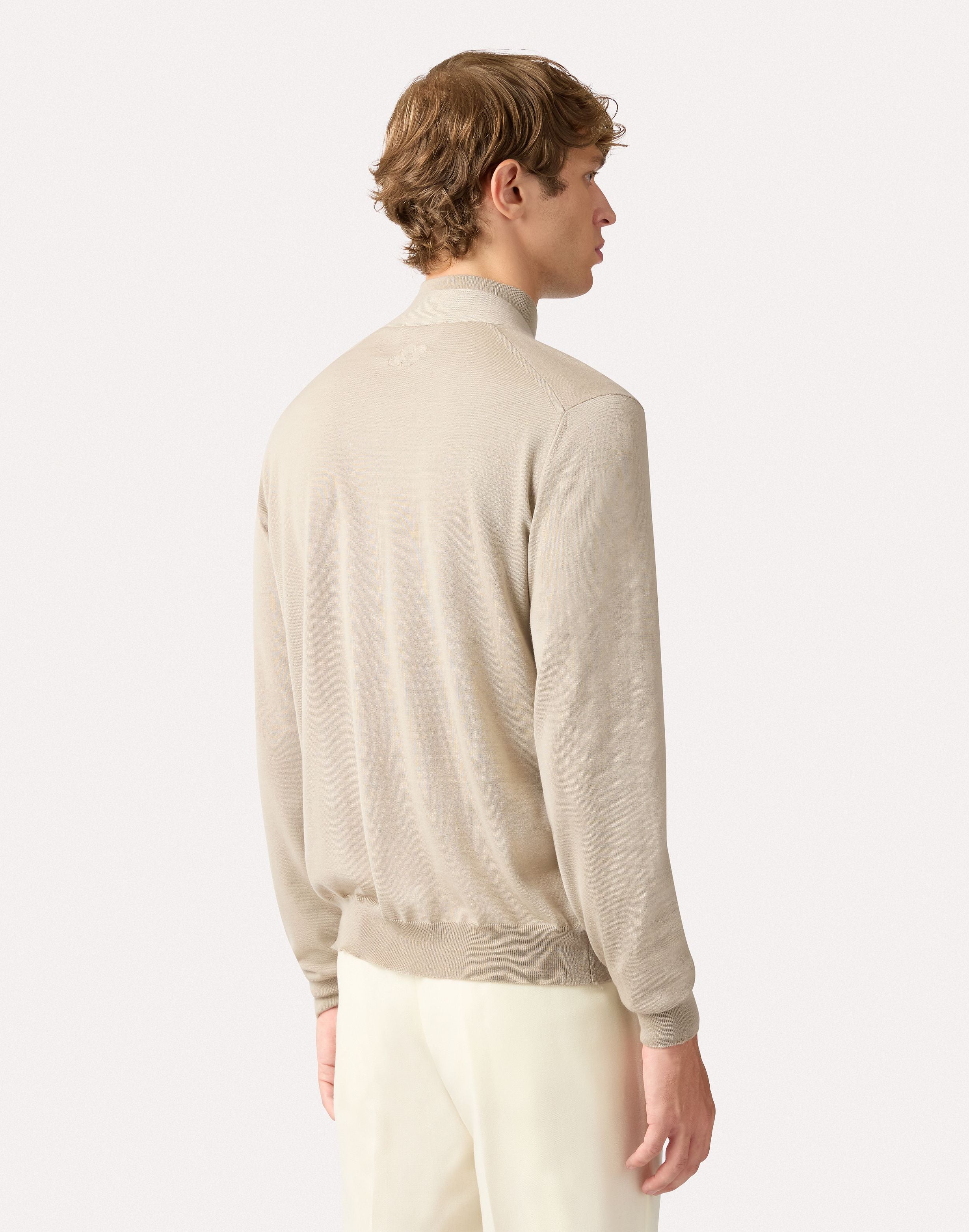 Rundhalspullover in sandfarbener superfine Merinowolle BEIGE Lardini 5