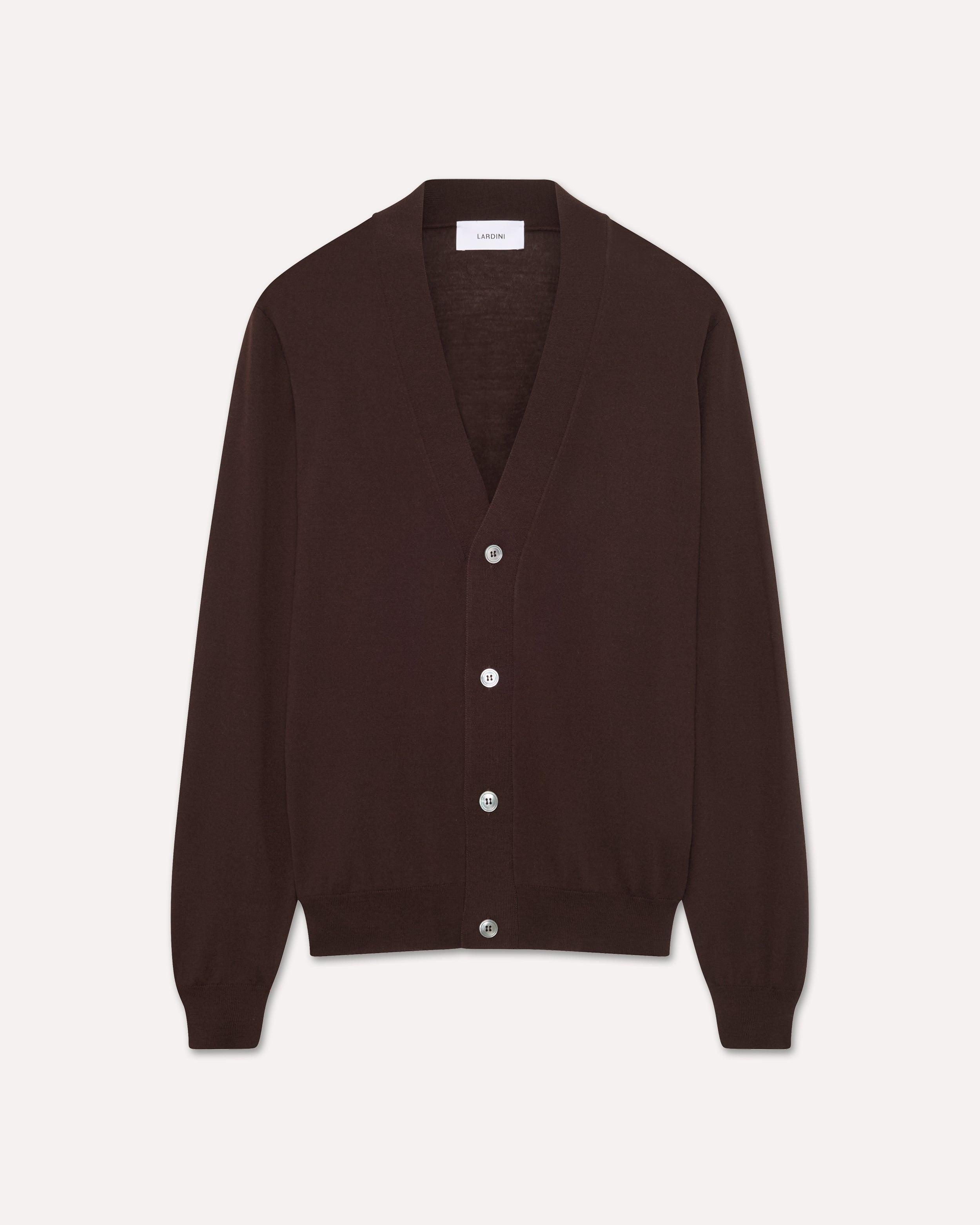 Brown superfine merino wool cardigan BROWN Lardini 1