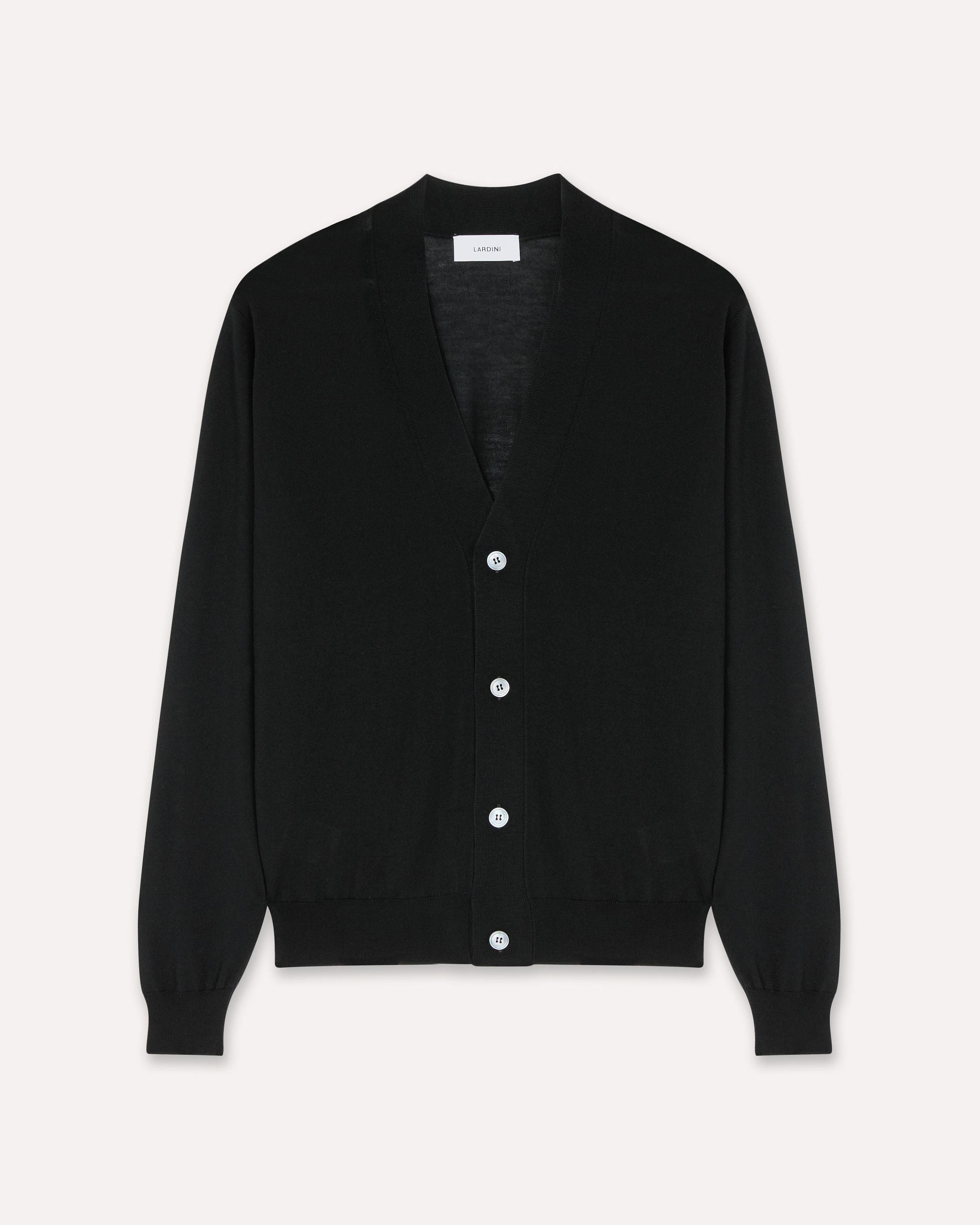 Girocollo nero in lana merino superfine BLACK Lardini 1
