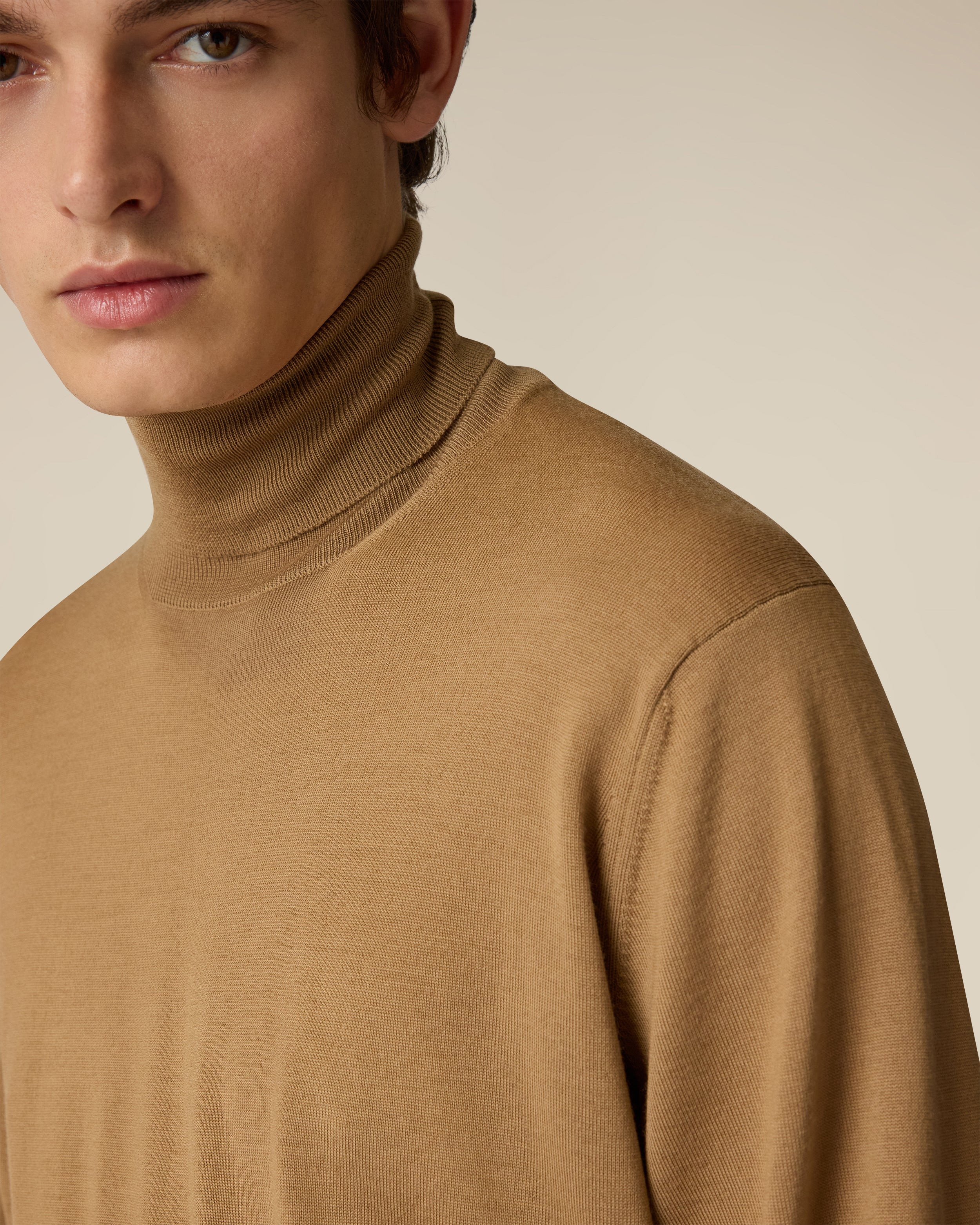 Camel superfine merino wool turtleneck CAMEL Lardini 3