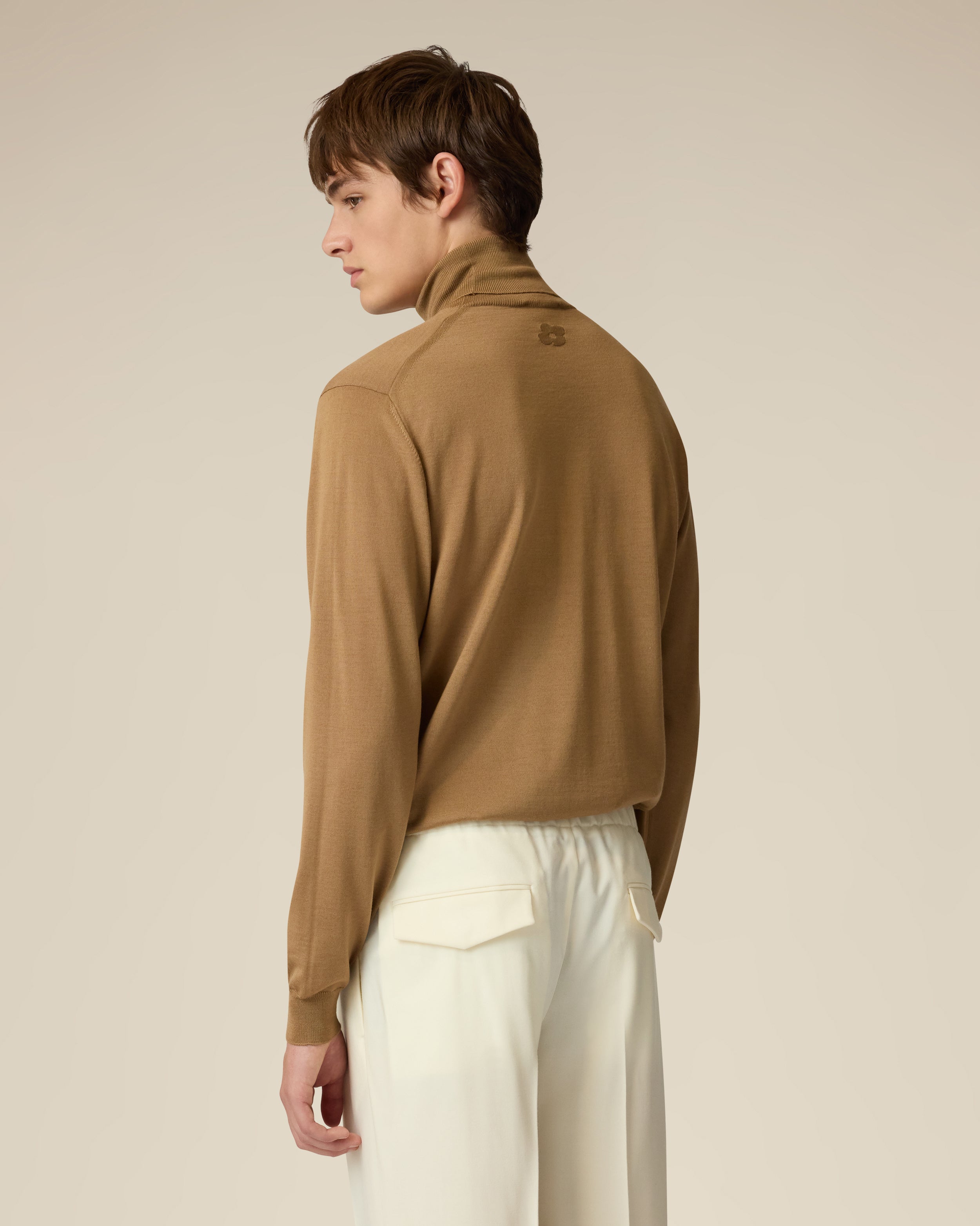 Camel superfine merino wool turtleneck CAMEL Lardini 5