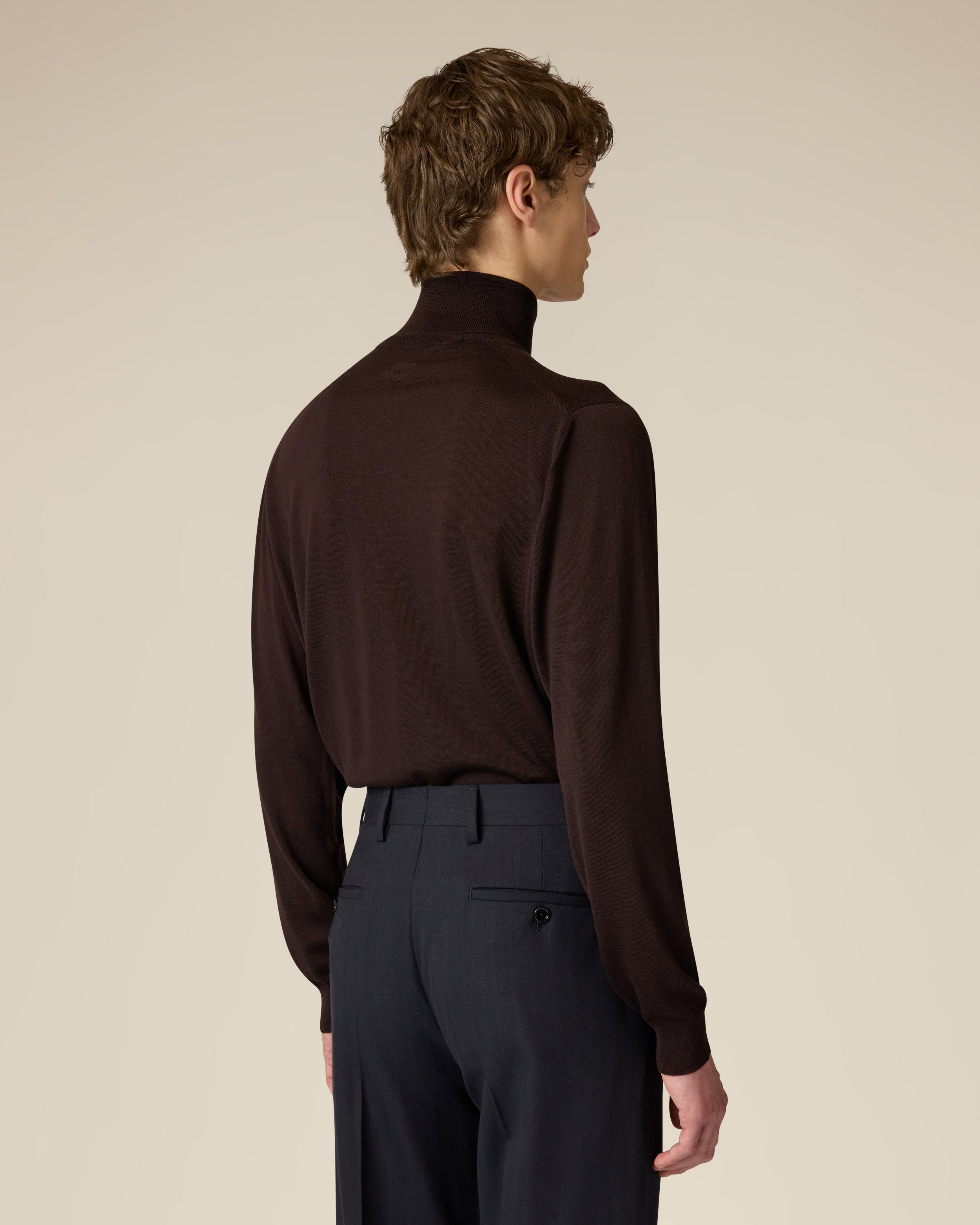 Brauner Rollkragenpullover aus superfiner Merinowolle BROWN Lardini 5