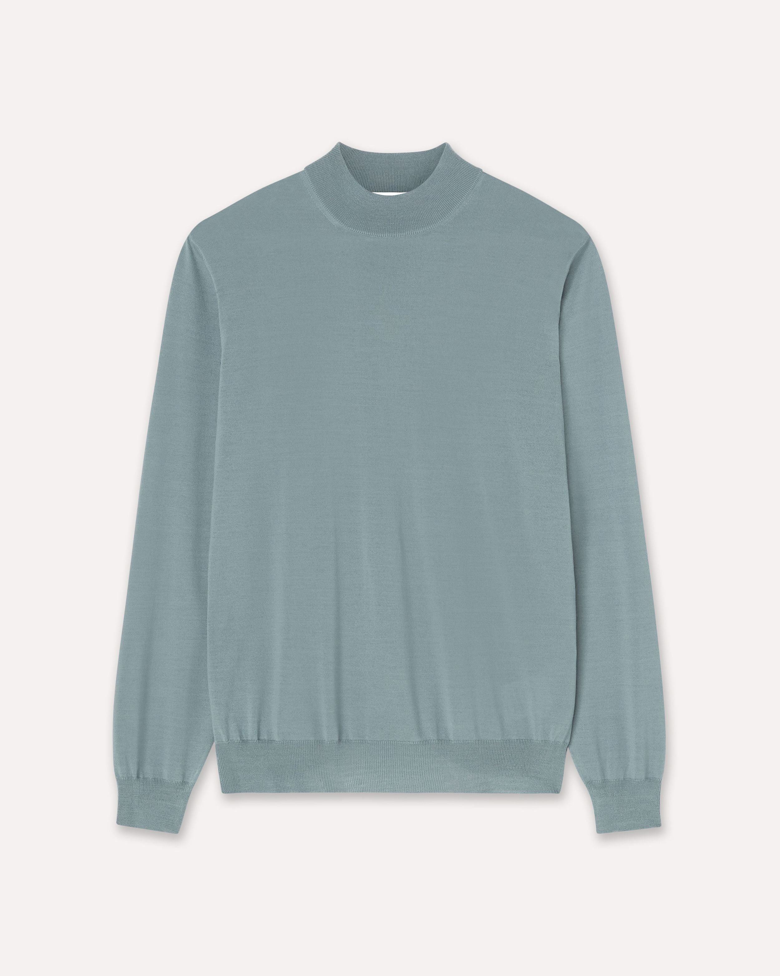 Lupetto azzurro polvere in lana merino superfine WATER GREEN Lardini 1