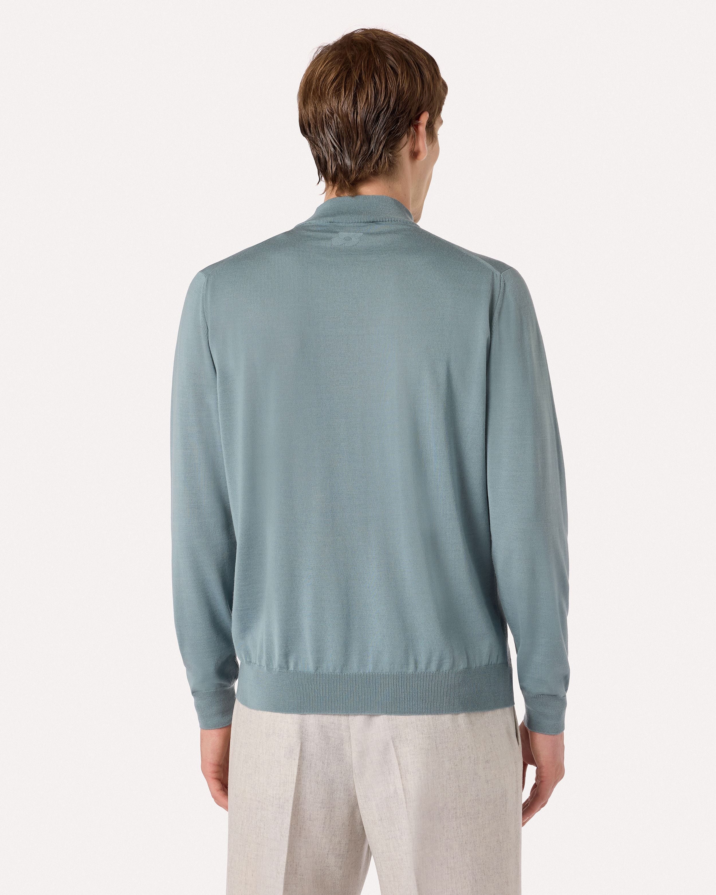 Lupetto azzurro polvere in lana merino superfine WATER GREEN Lardini 5