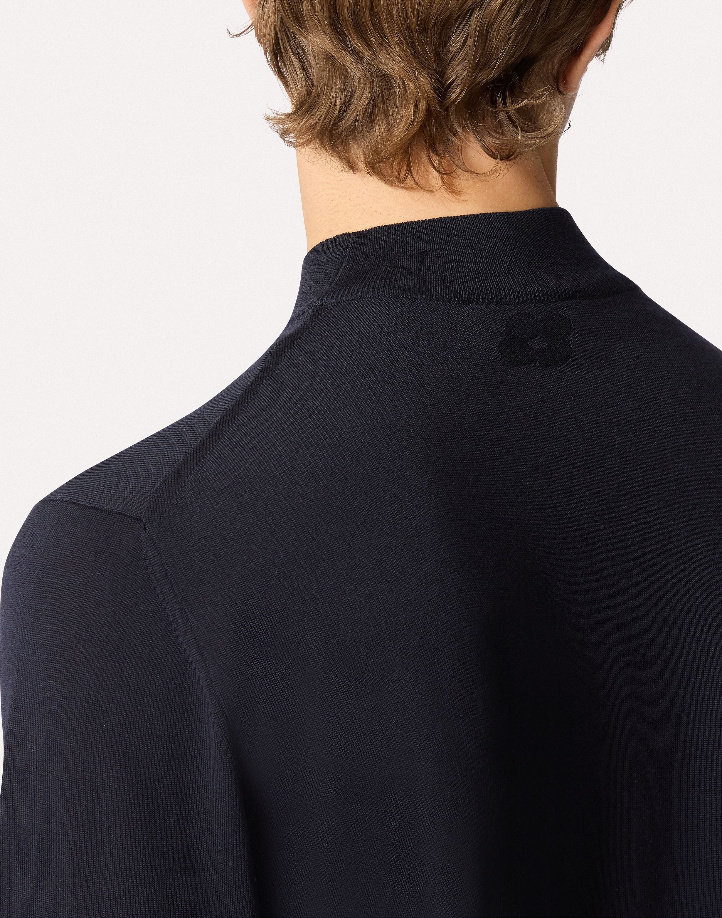 Blue superfine merino wool mock neck sweater BLUE Lardini 4