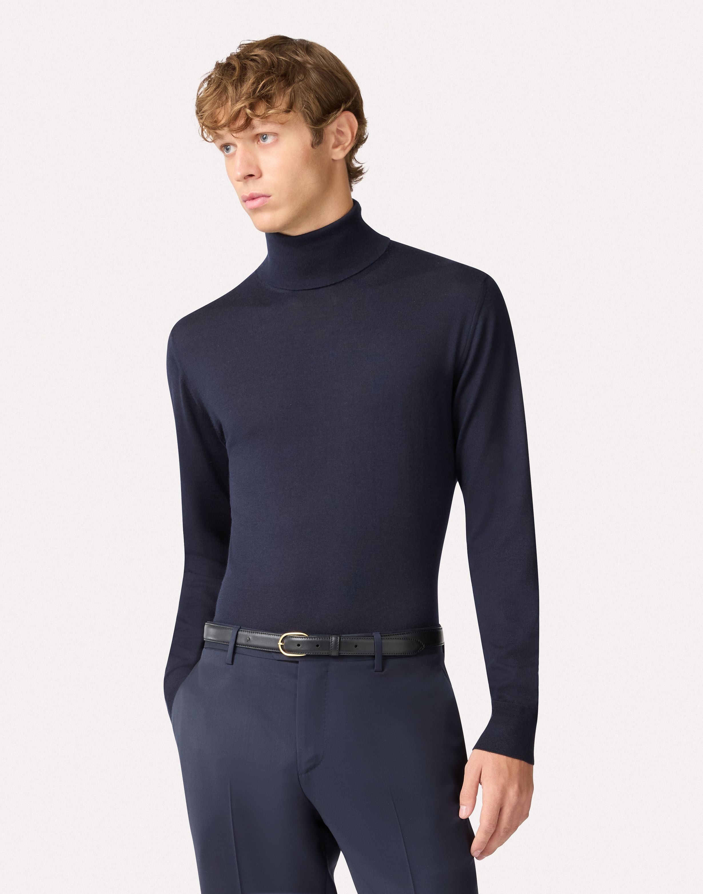 Dolcevita blu in lana merino superfine BLUE Lardini 4