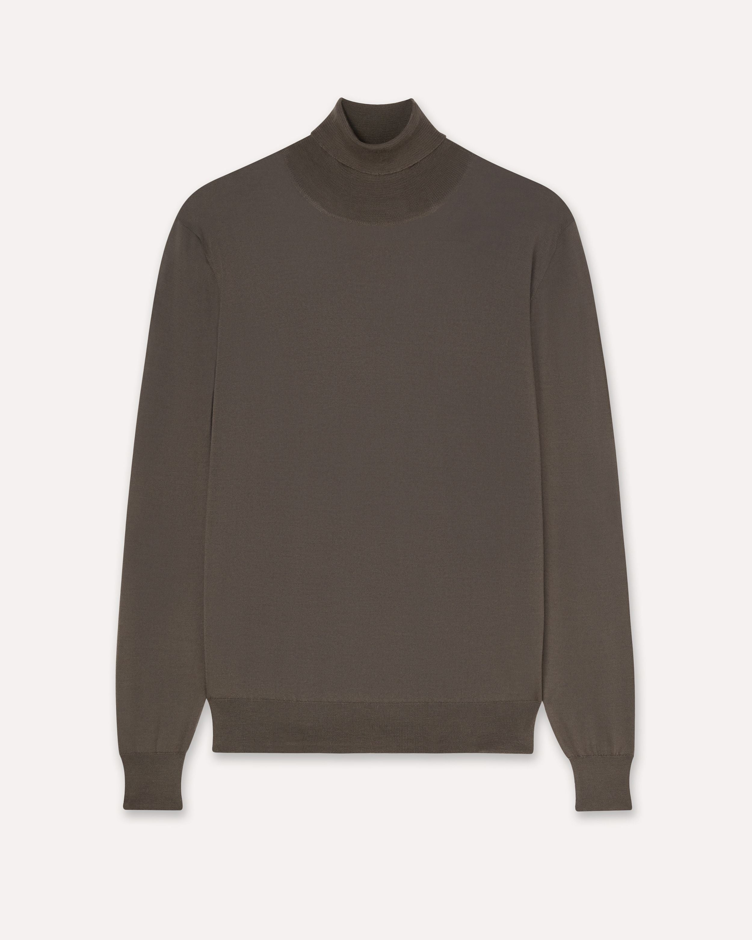 Dark brown turtleneck sweater in wool, silk, and cashmere HAZELNUT Lardini