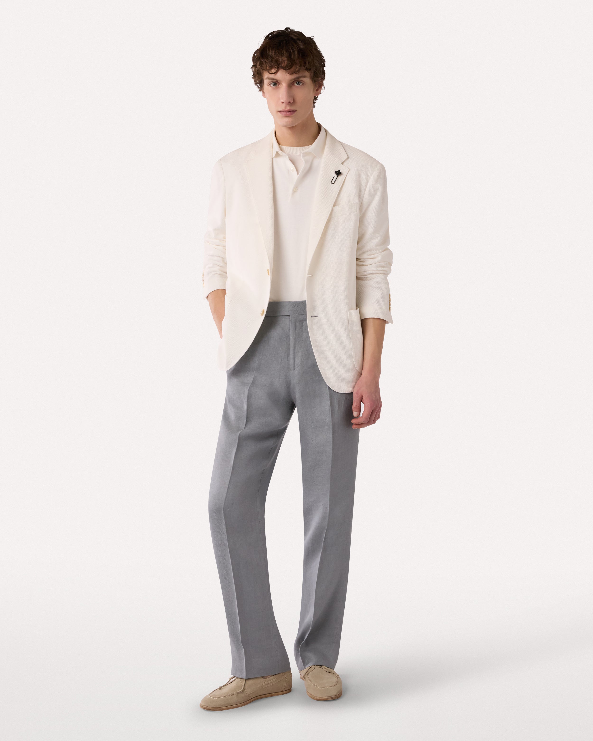 White knitted cotton polo shirt WHITE Lardini 2