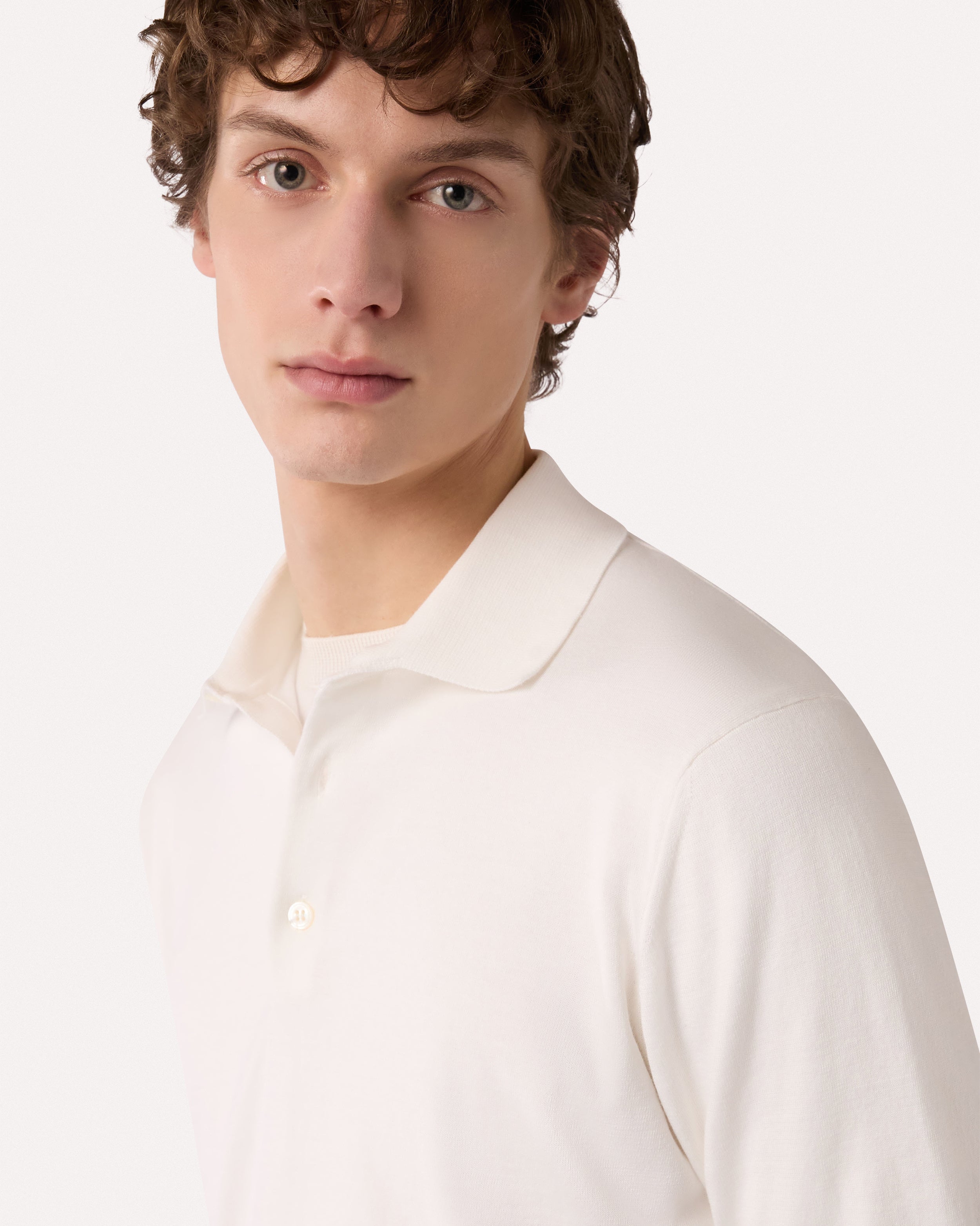 White knitted cotton polo shirt WHITE Lardini 3