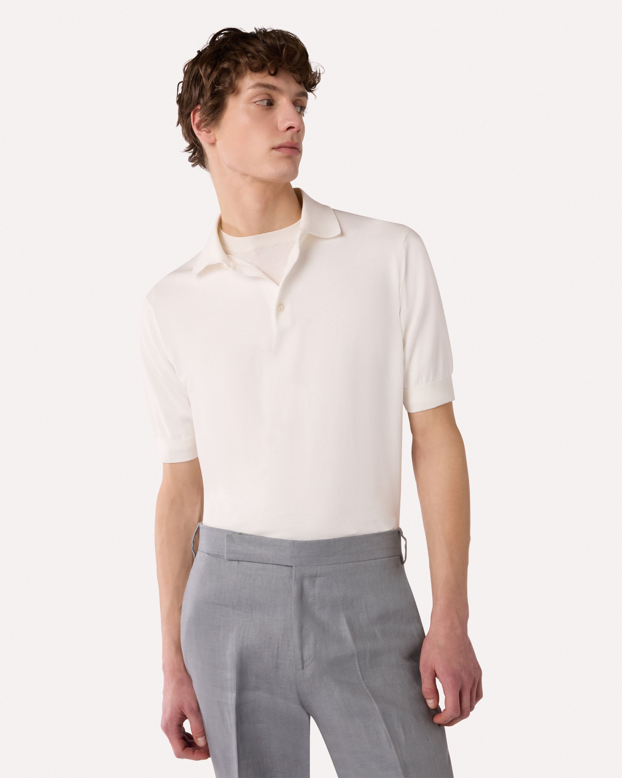 White knitted cotton polo shirt WHITE Lardini 4