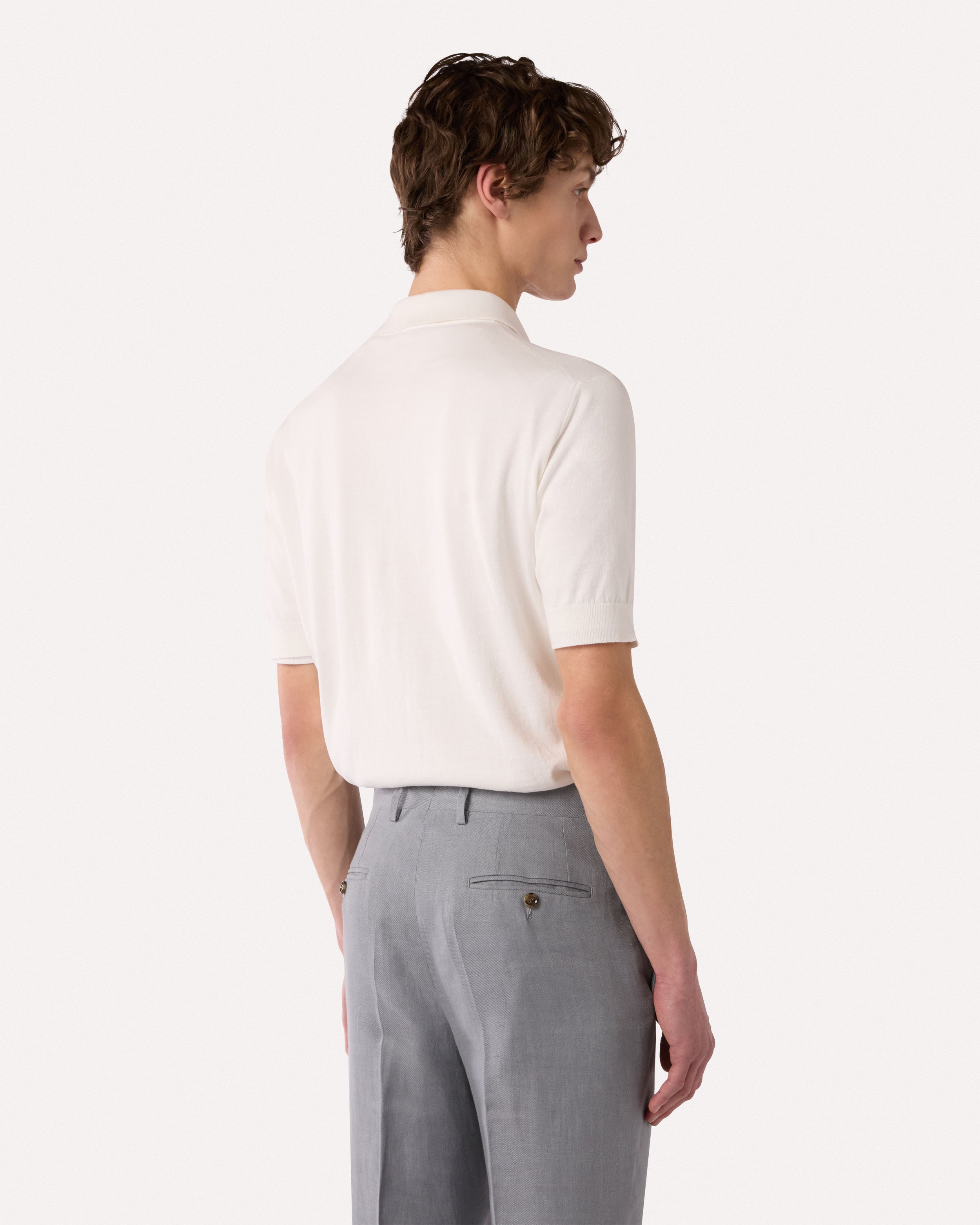 White knitted cotton polo shirt WHITE Lardini 5