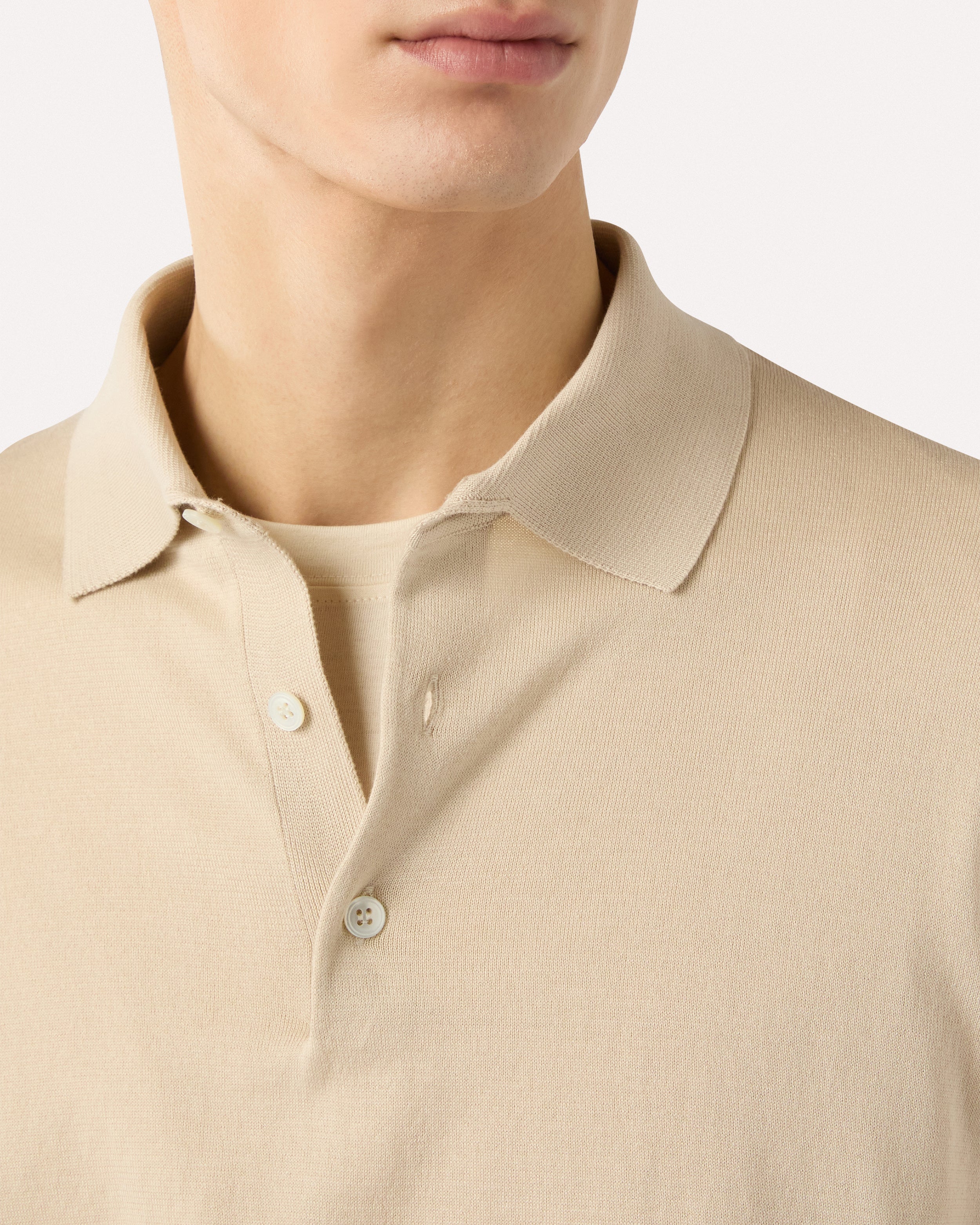 Cream knitted cotton polo shirt CREAM Lardini 3