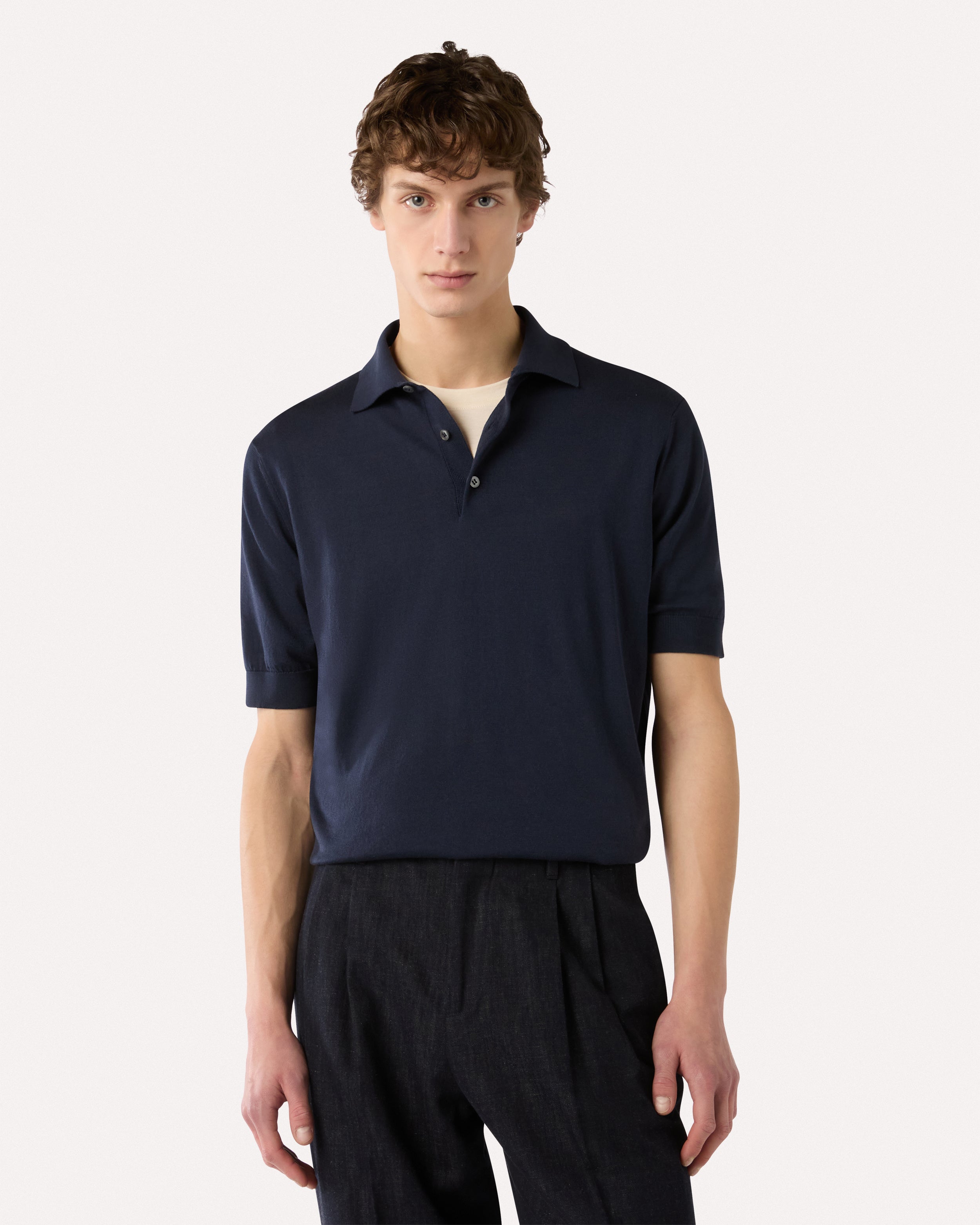 Polo blu in maglia di cotone BLUE Lardini 4