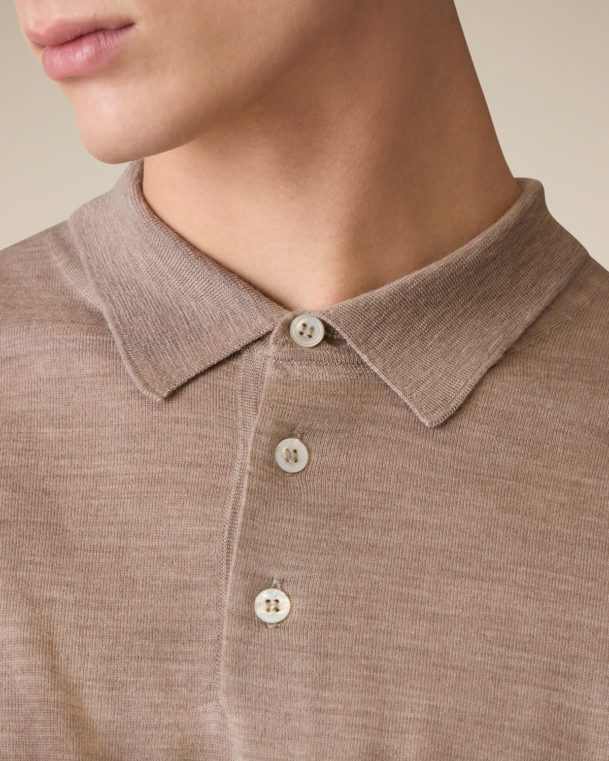 Polo aus extrafeiner Wolle in Haselnussfarbe HAZELNUT Lardini 4