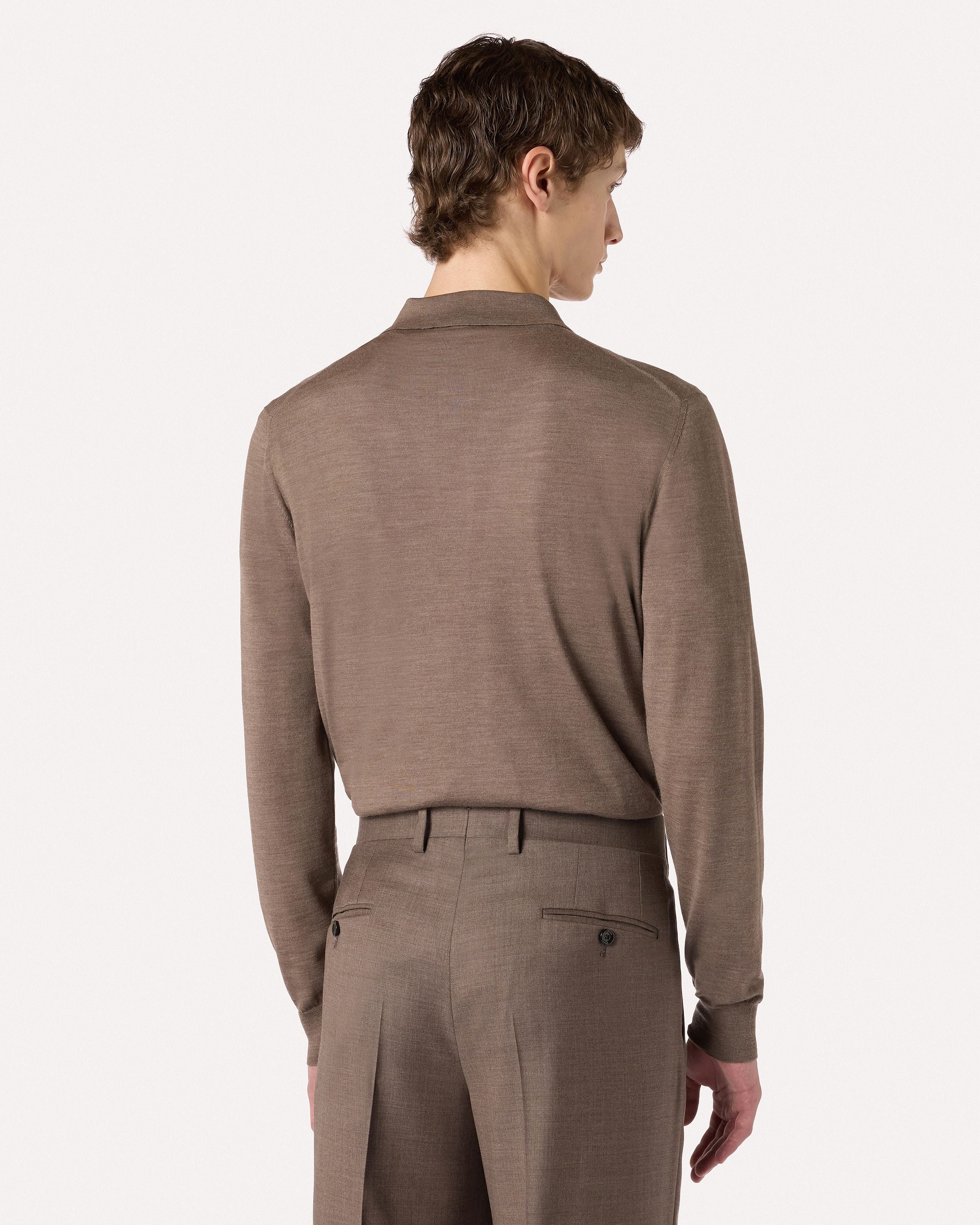 Hazelnut polo in superfine merino wool HAZELNUT Lardini 5