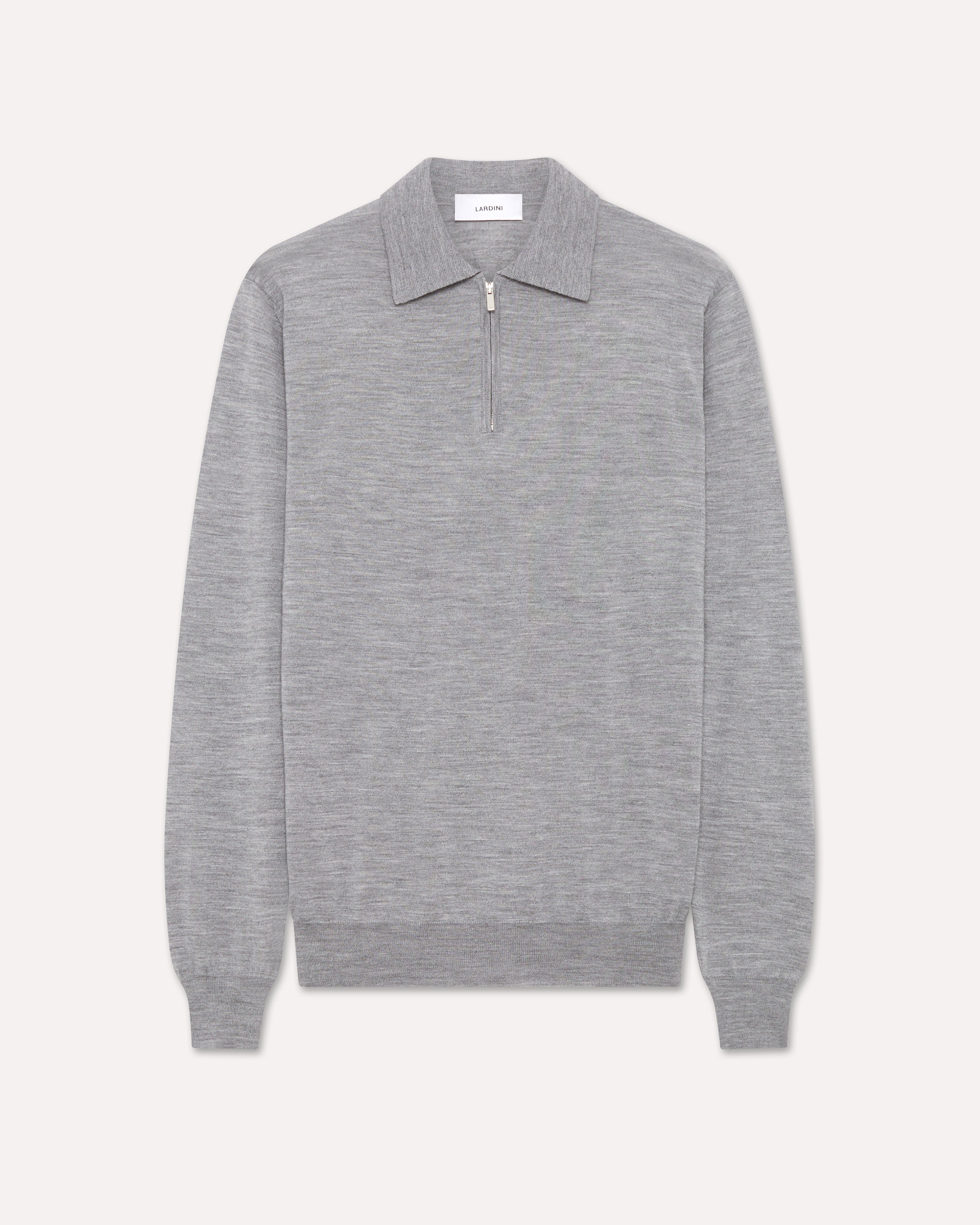 Grey zip polo in wool; silk; and cashmere GREY Lardini 1