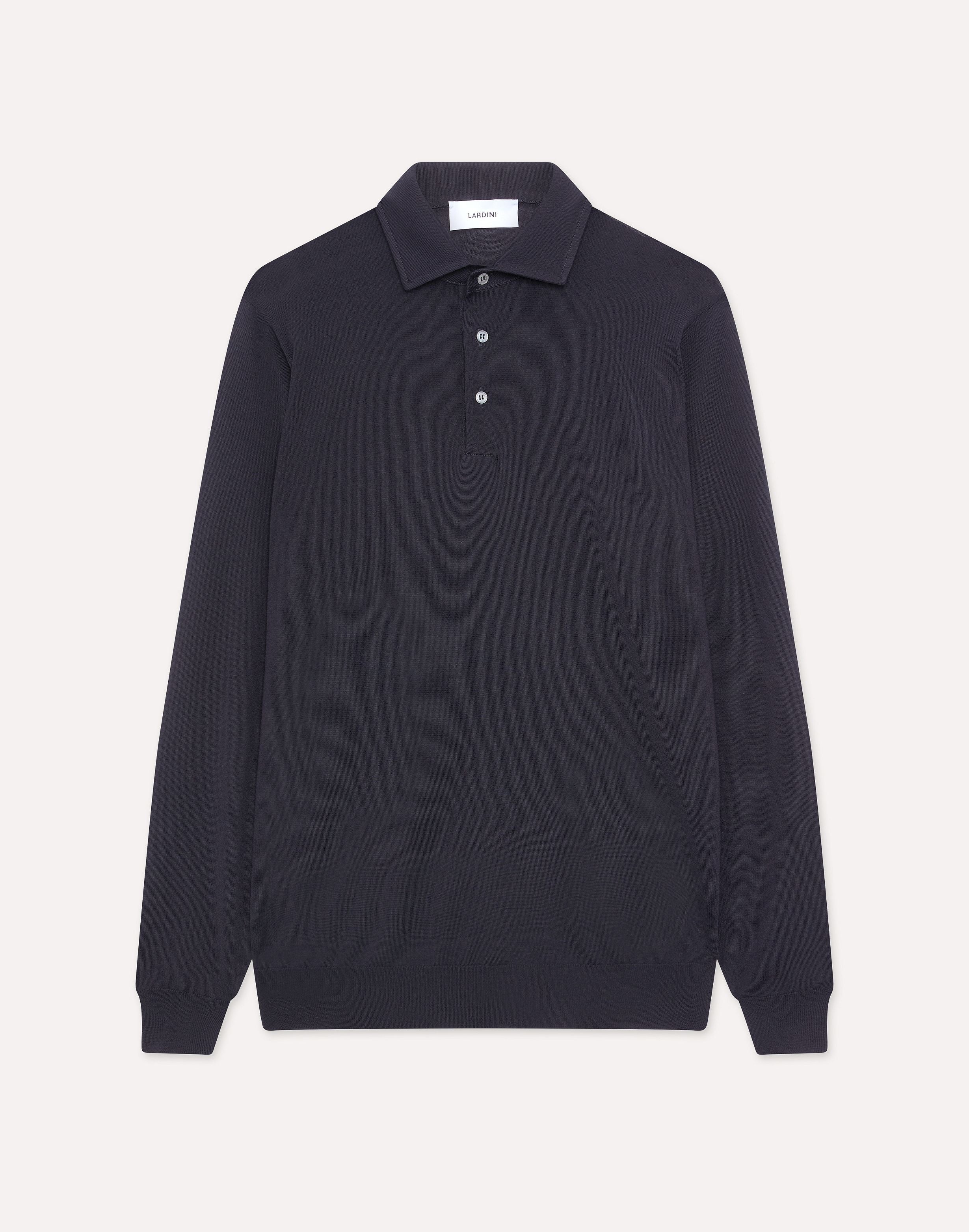 Polo manica lunga blu con collo sostenuto BLUE Lardini 1