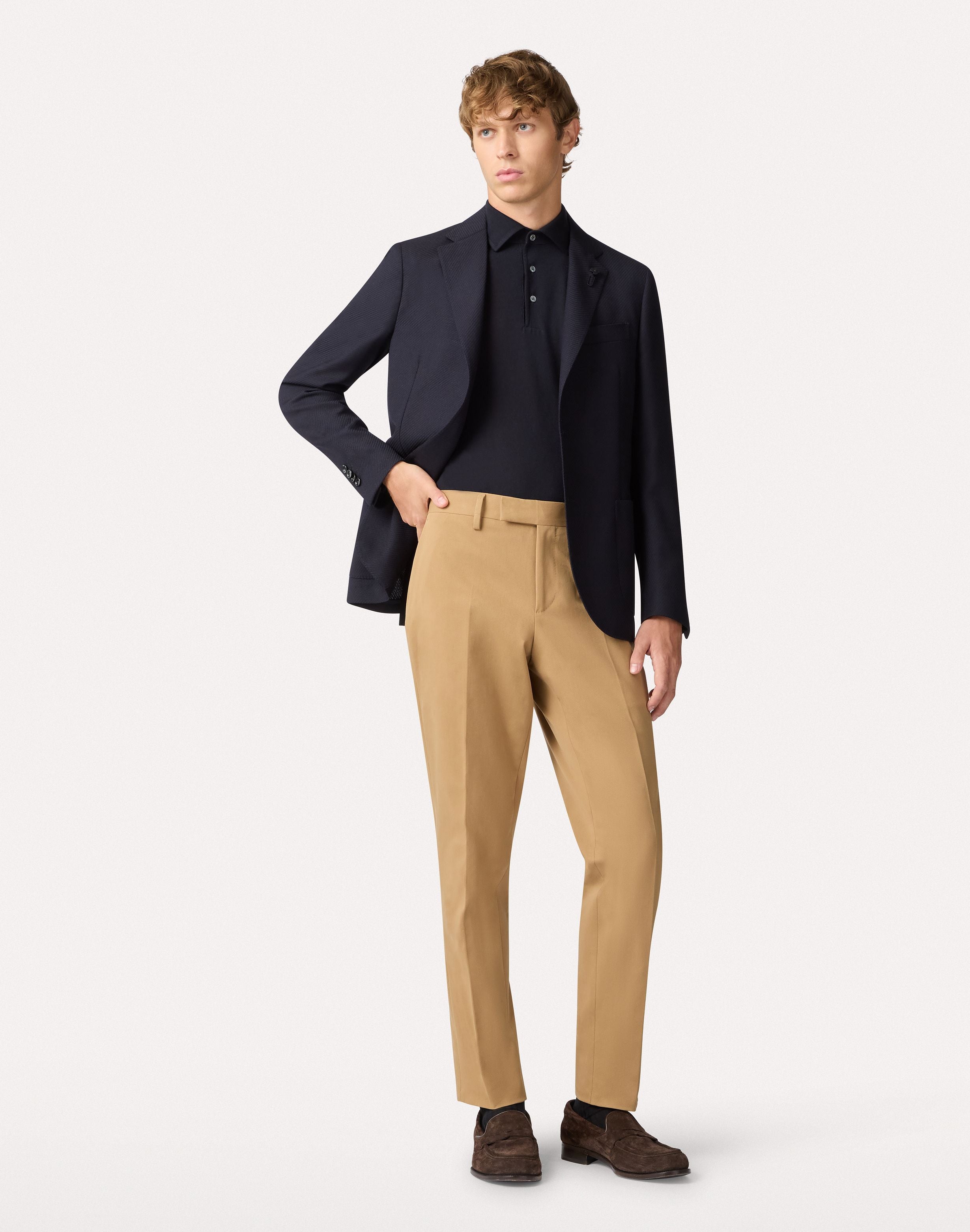 Polo manica lunga blu con collo sostenuto BLUE Lardini 2