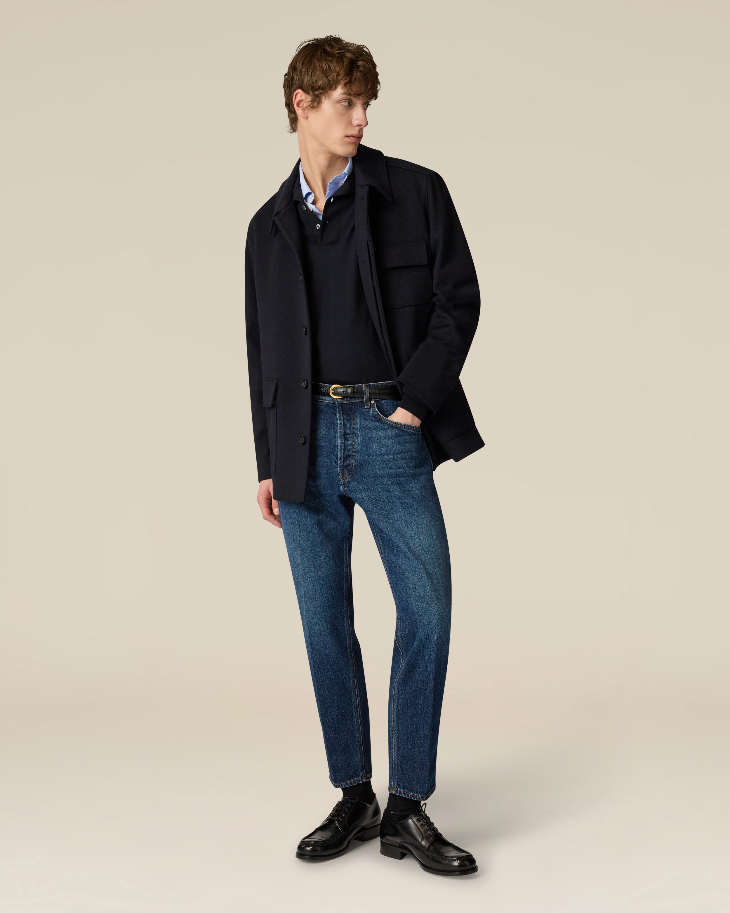 Blue polo in superfine merino wool BLUE Lardini 2