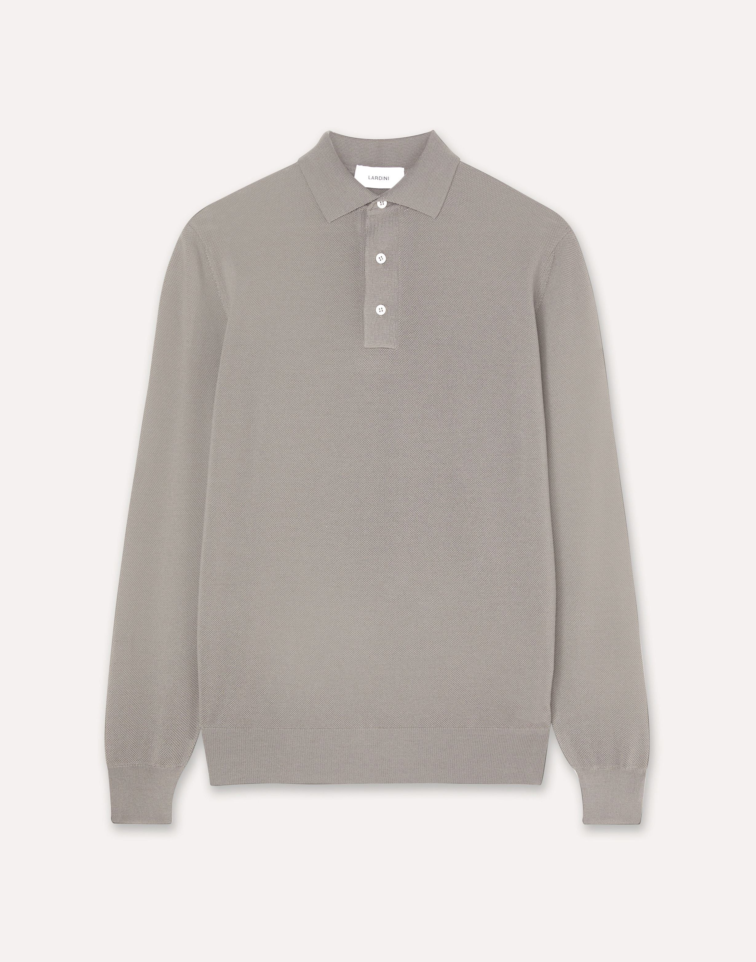 Dove gray long-sleeve polo with buttons HAZELNUT Lardini 1
