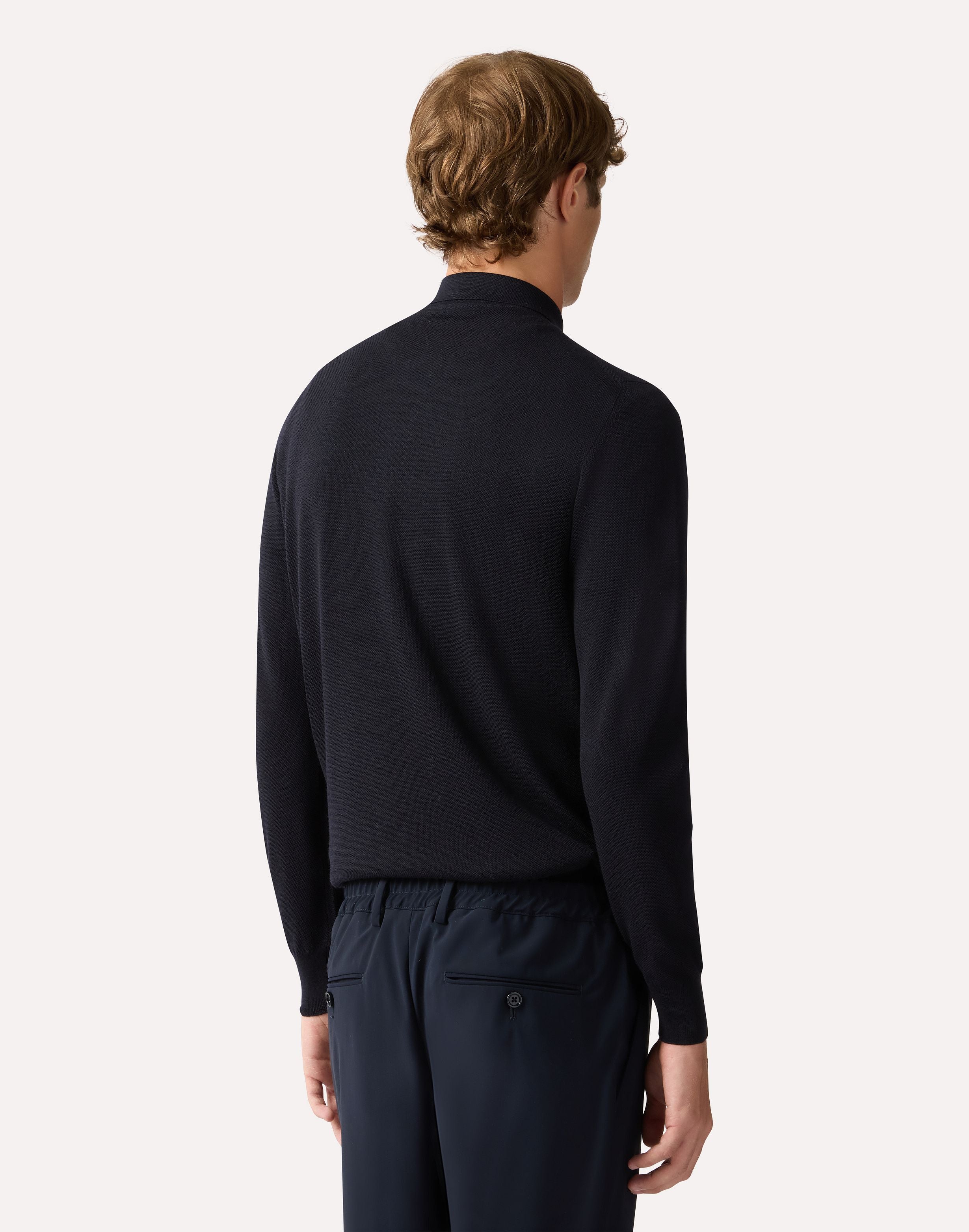 Blue long-sleeve polo with buttons BLUE Lardini 5