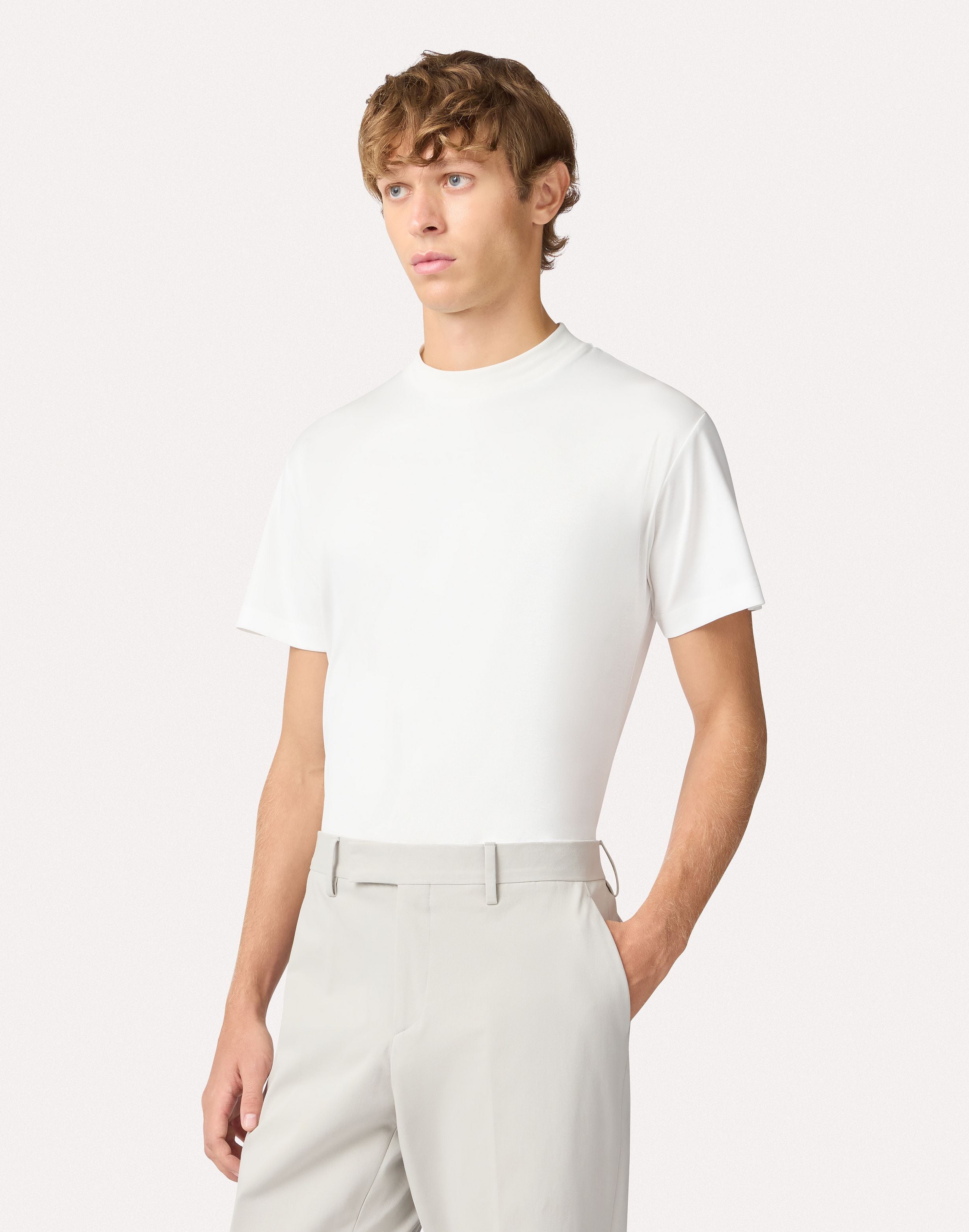 T-shirt girocollo bianca in cotone WHITE Lardini 4