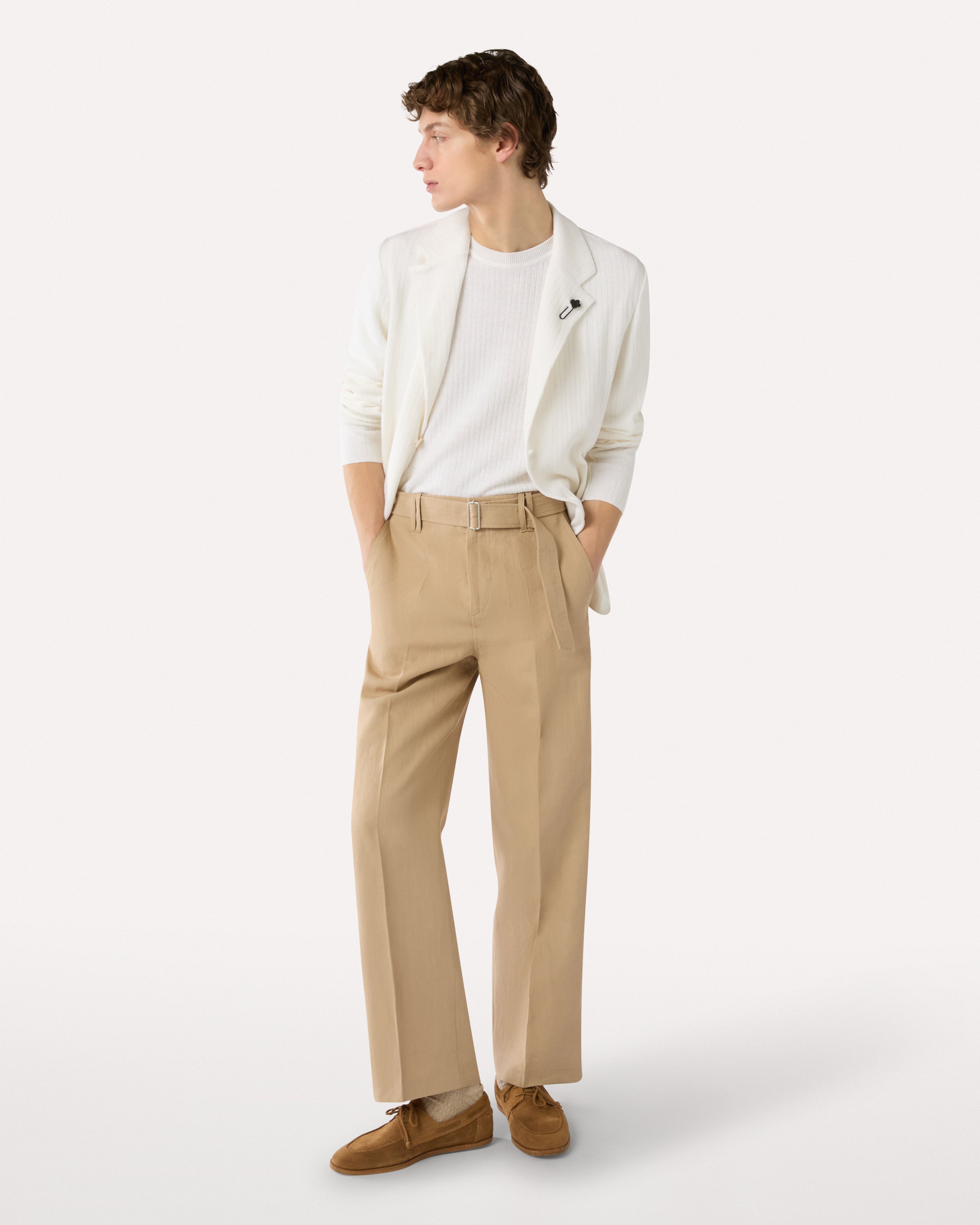 White T-shirt in linen and cotton WHITE Lardini 2