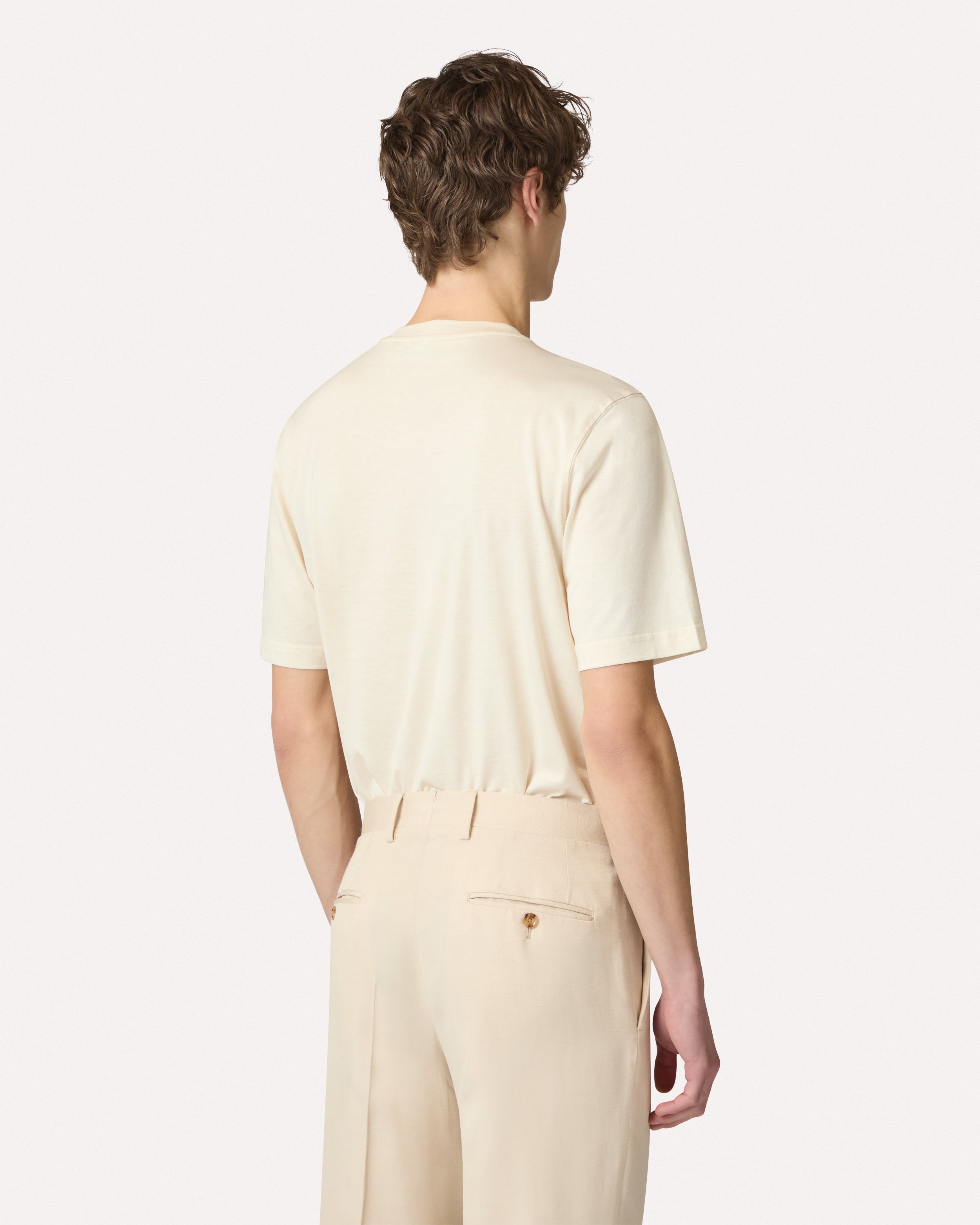 Cream linen and cotton T-shirt CREAM Lardini 5