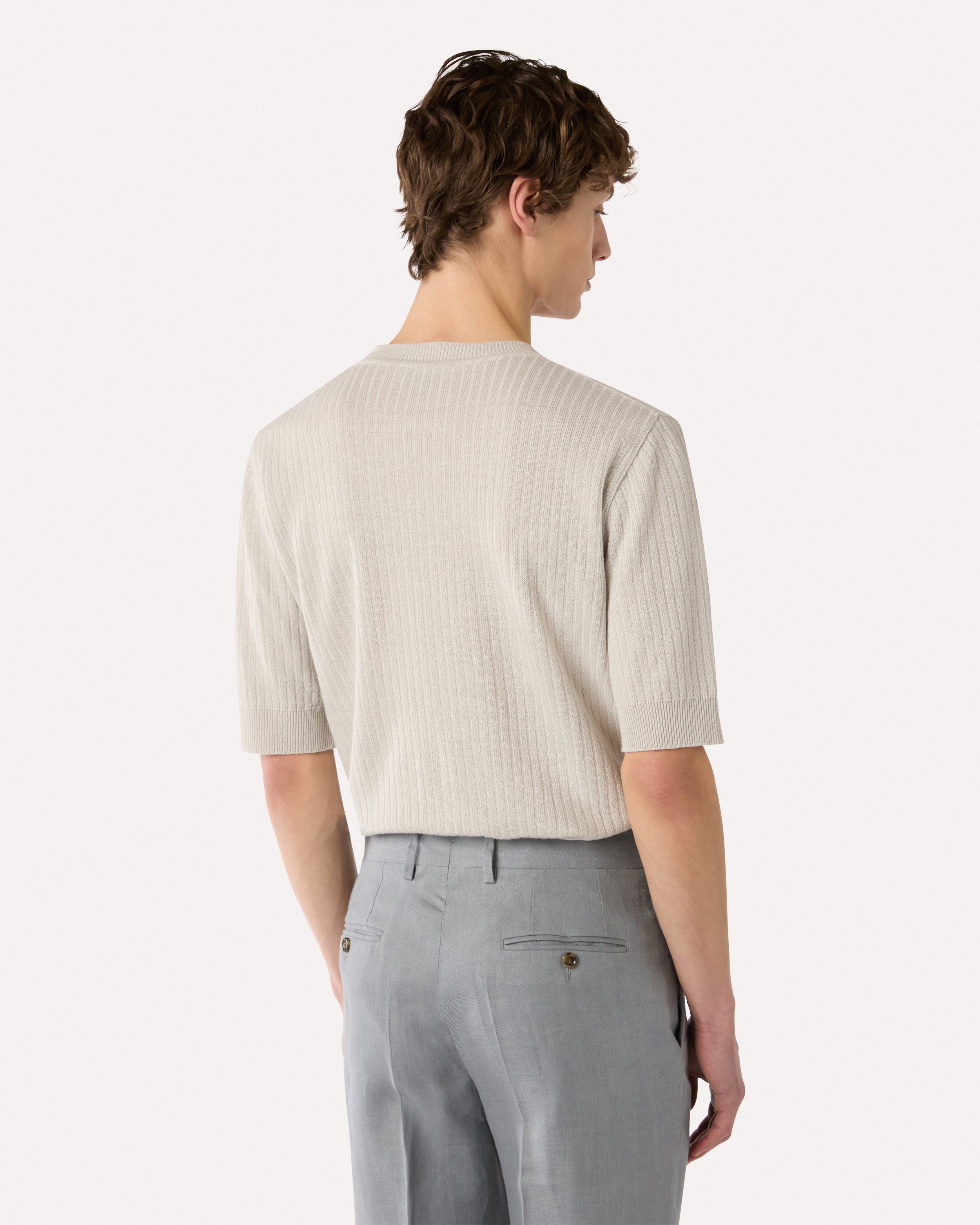 Ivory linen and cotton T-shirt IVORY Lardini 5