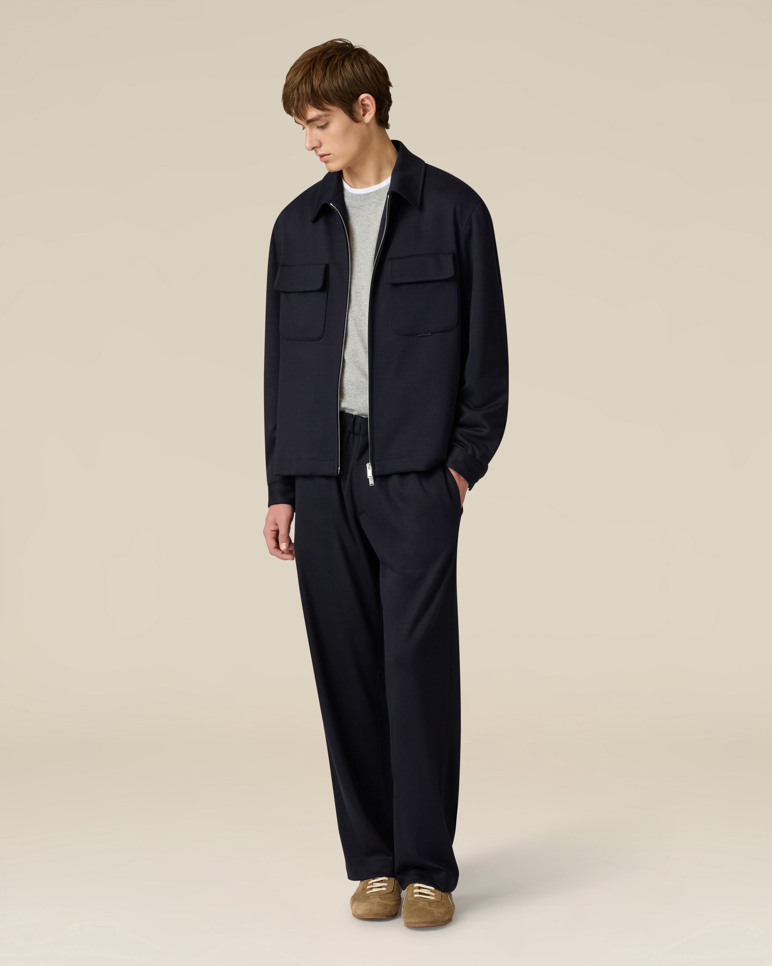 Grey long-sleeve cotton jersey T-shirt GREY/WHITE Lardini 2