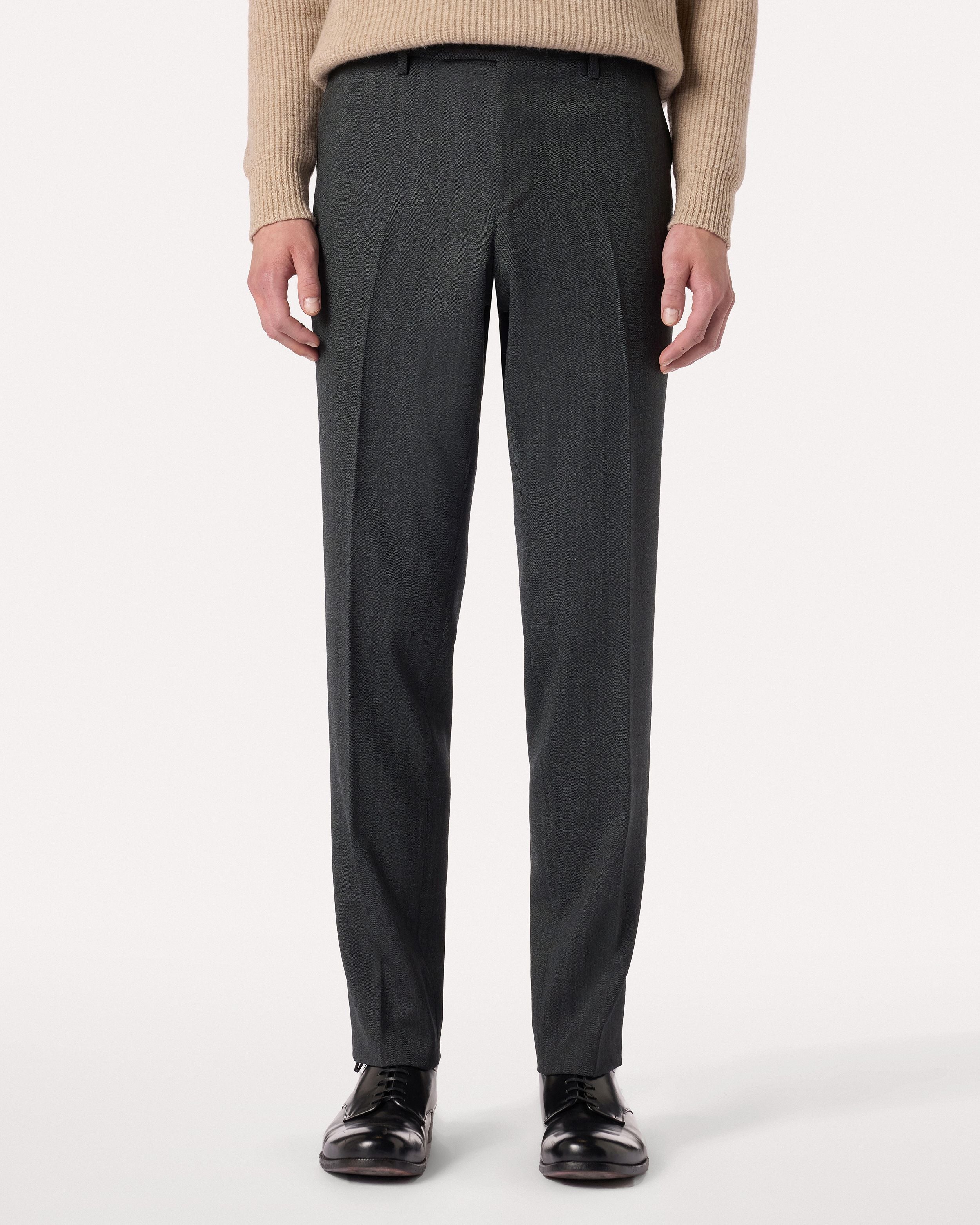 Pantalone antracite in lana stretch con motivo GREY Lardini 4