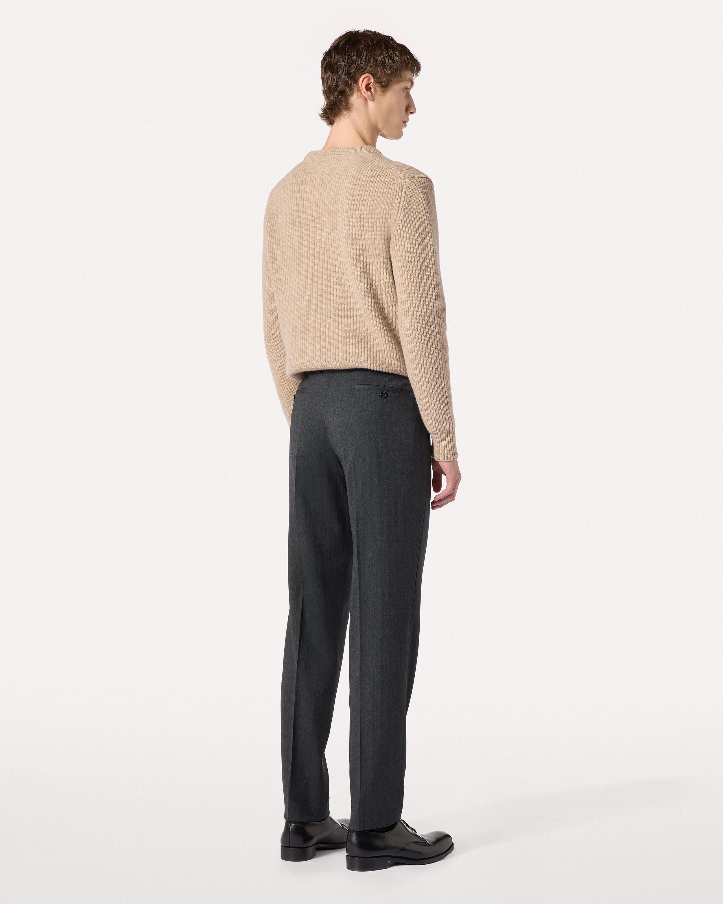 Pantalone antracite in lana stretch con motivo GREY Lardini 5