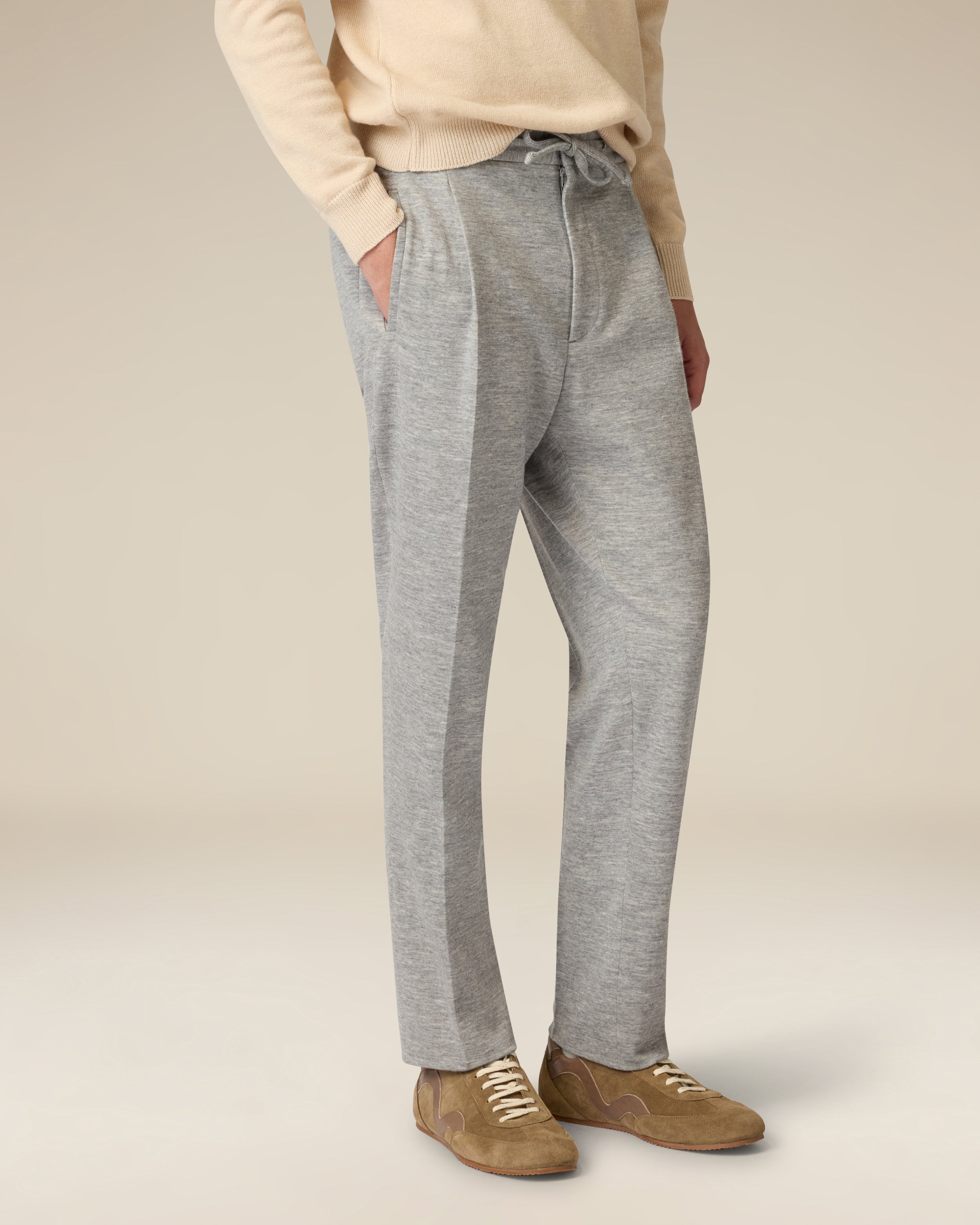 Pantalone in jersey di lana e cotone grigio GREY Lardini 3