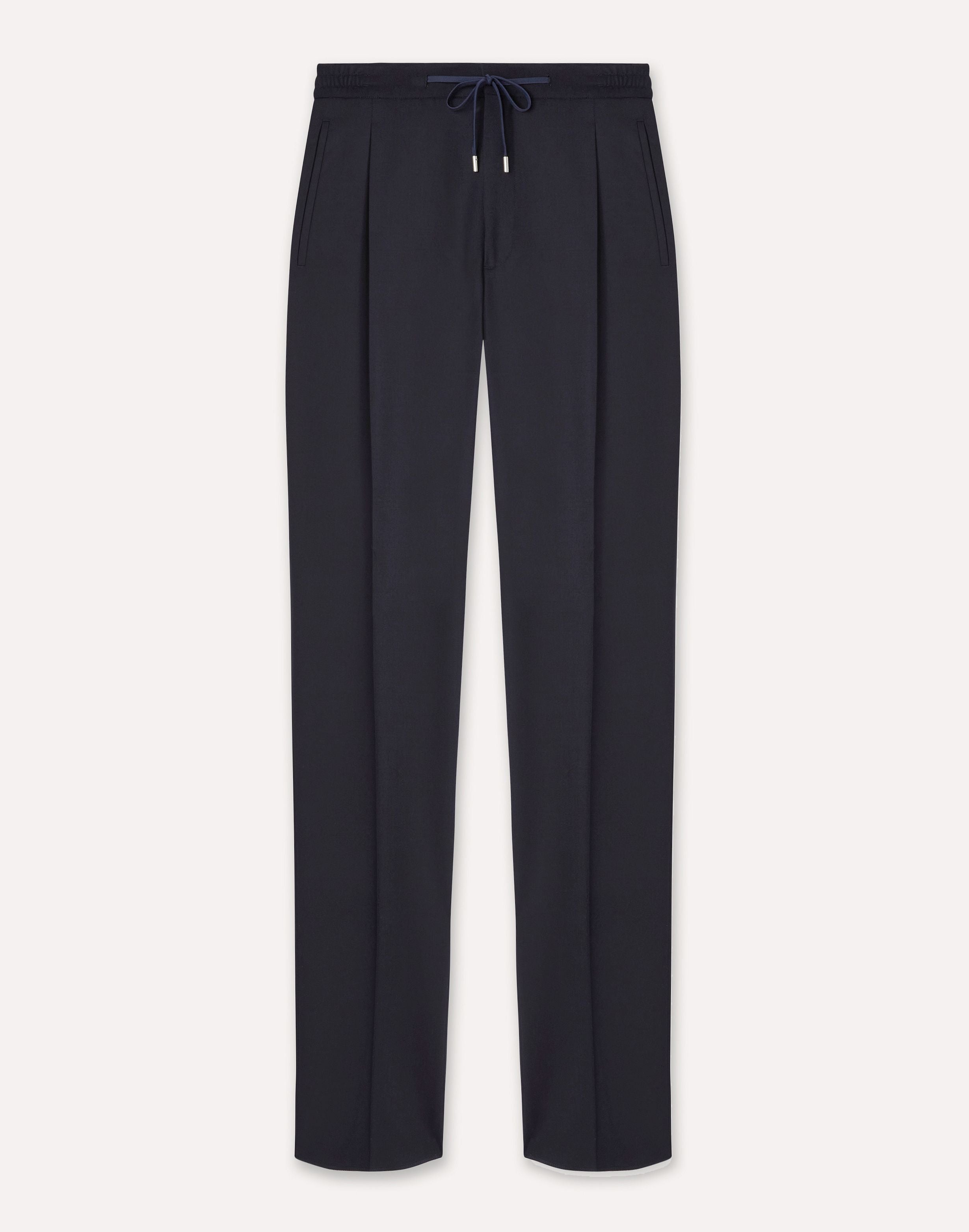 Pantalon bleu avec cordon de serrage en flanelle stretch peignée BLUE Lardini 1