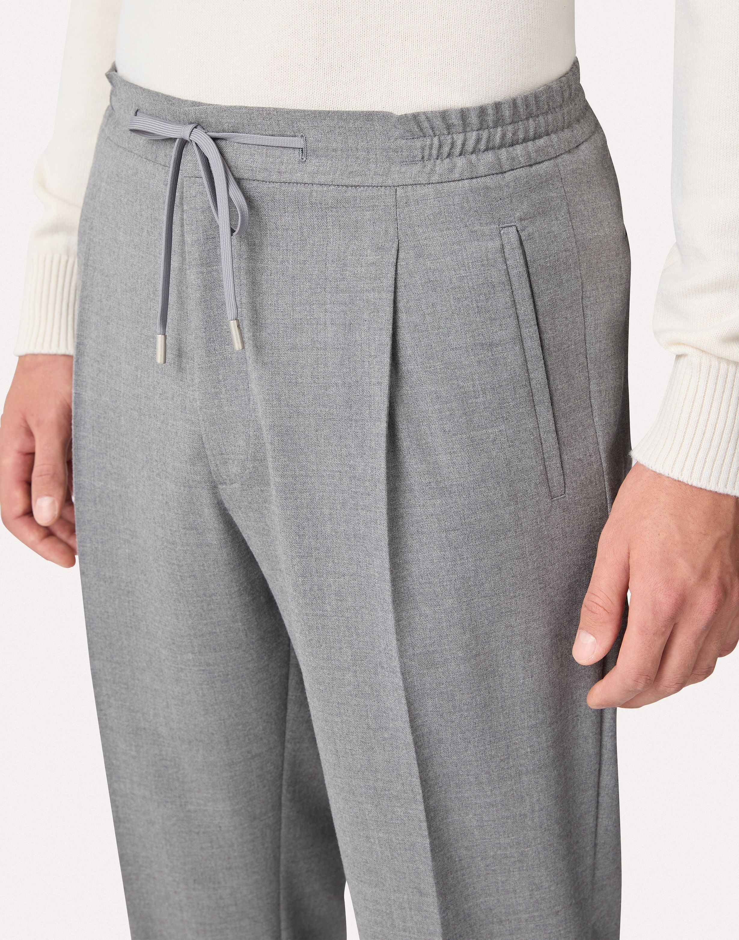 Pantalone grigio con coulisse in flanella stretch pettinata GREY Lardini 3