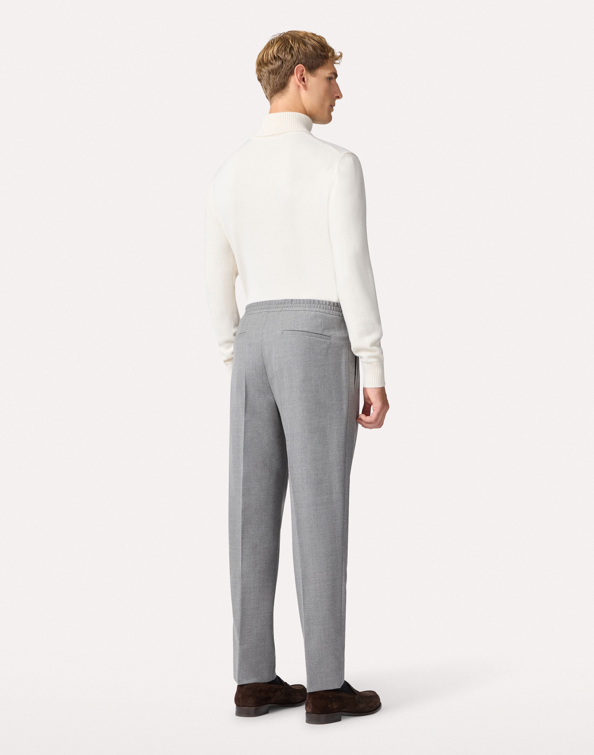 Pantalone grigio con coulisse in flanella stretch pettinata GREY Lardini 5