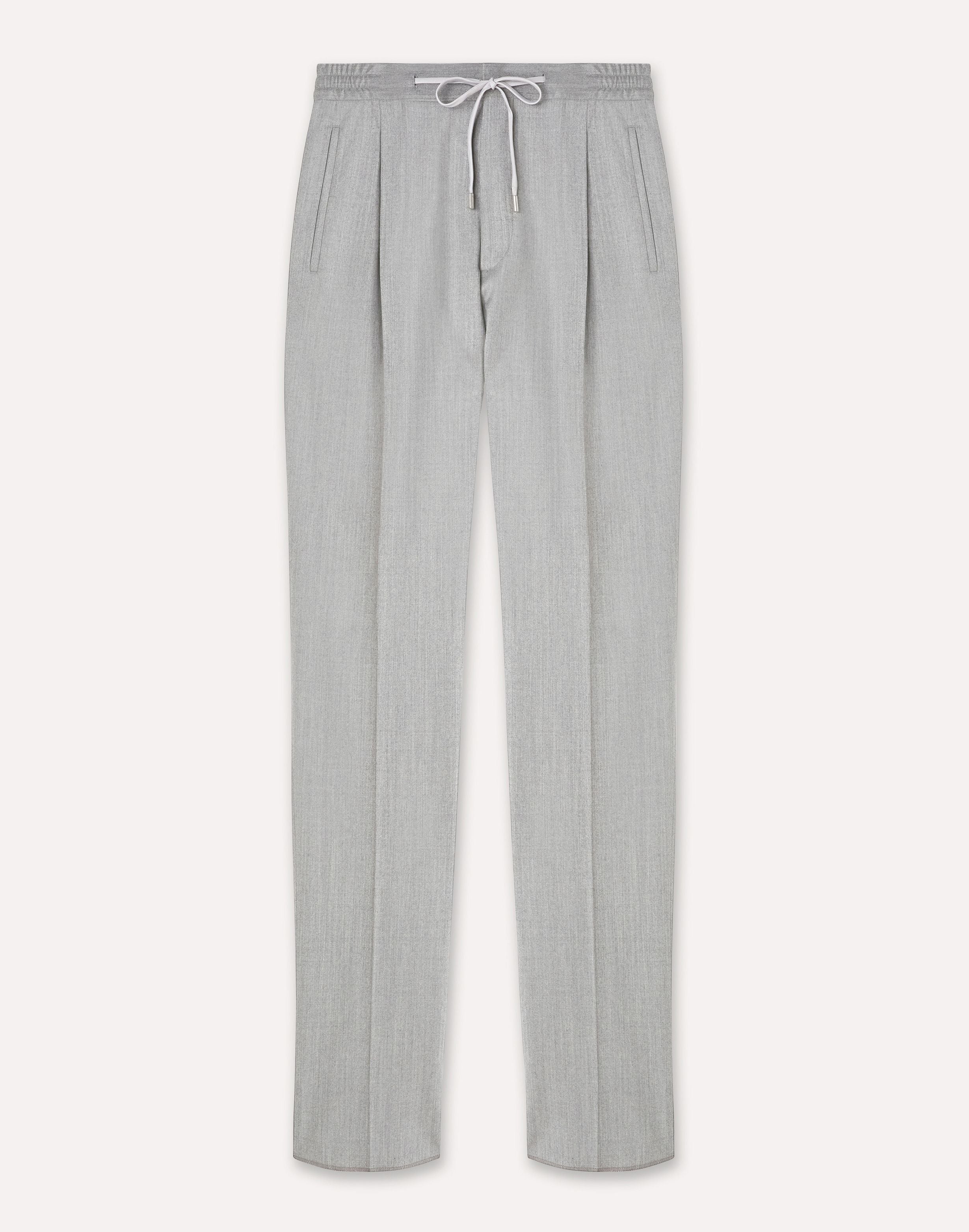 Grey trousers with drawstring in stretch flannel and cashmere GREY Lardini 1