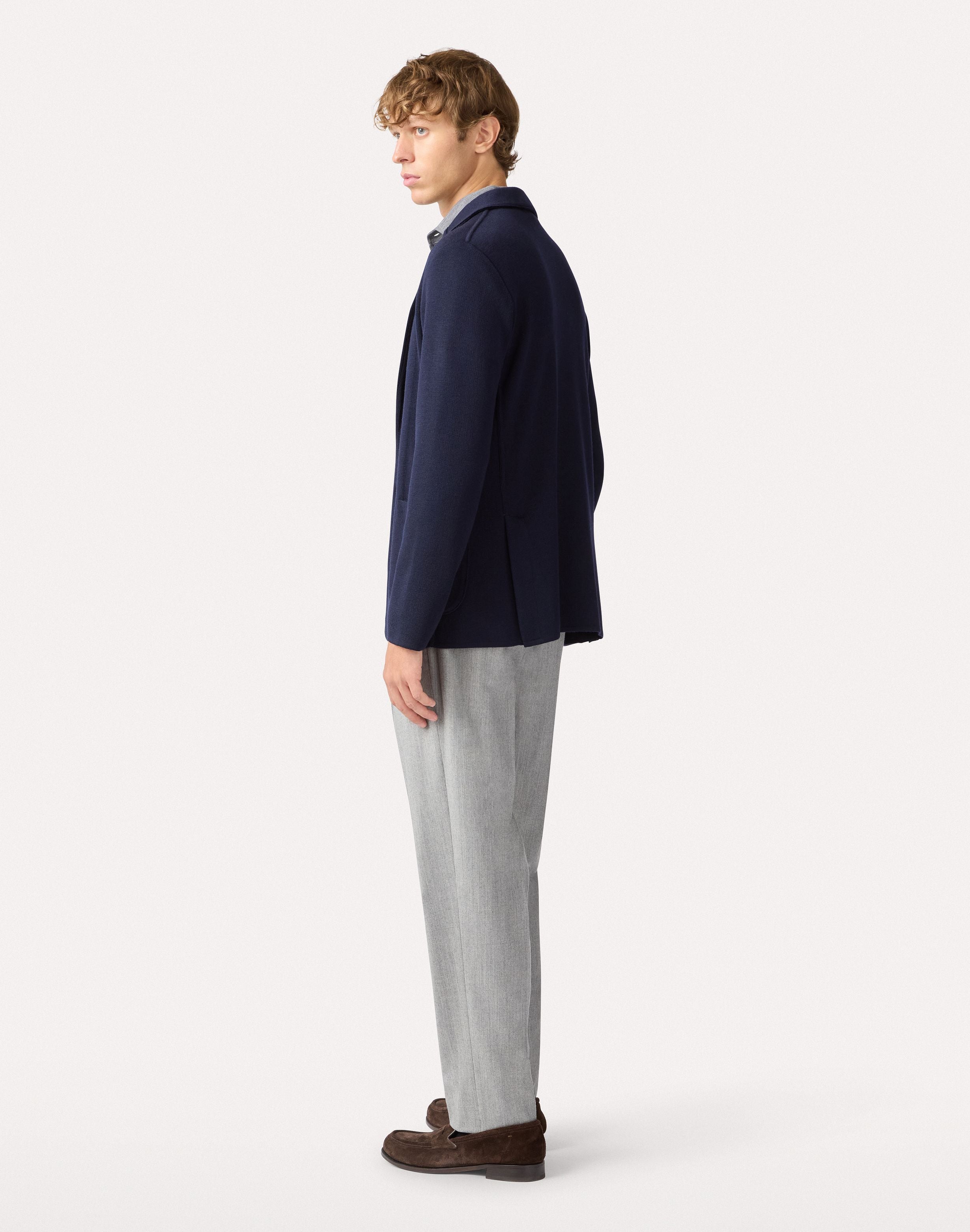 Grey trousers with drawstring in stretch flannel and cashmere GREY Lardini 2