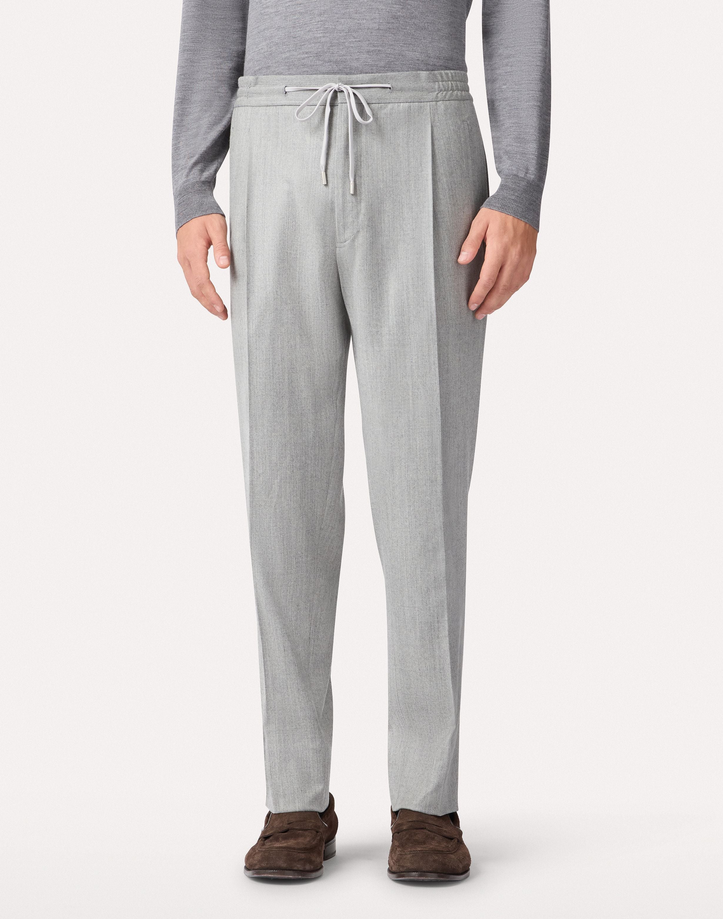Grey trousers with drawstring in stretch flannel and cashmere GREY Lardini 4