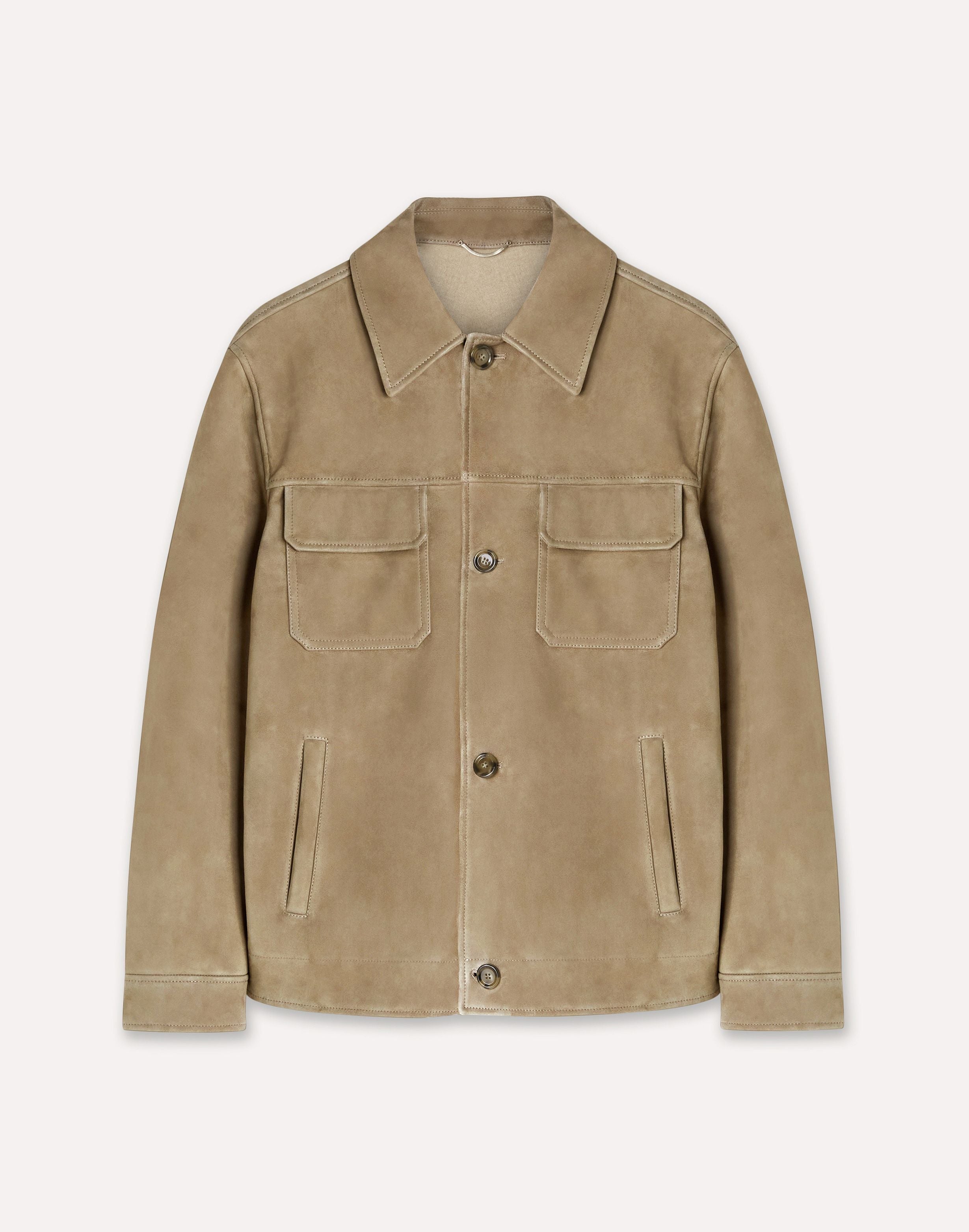 Blouson beige en suède et mélange laine-cachemire BEIGE Lardini 1