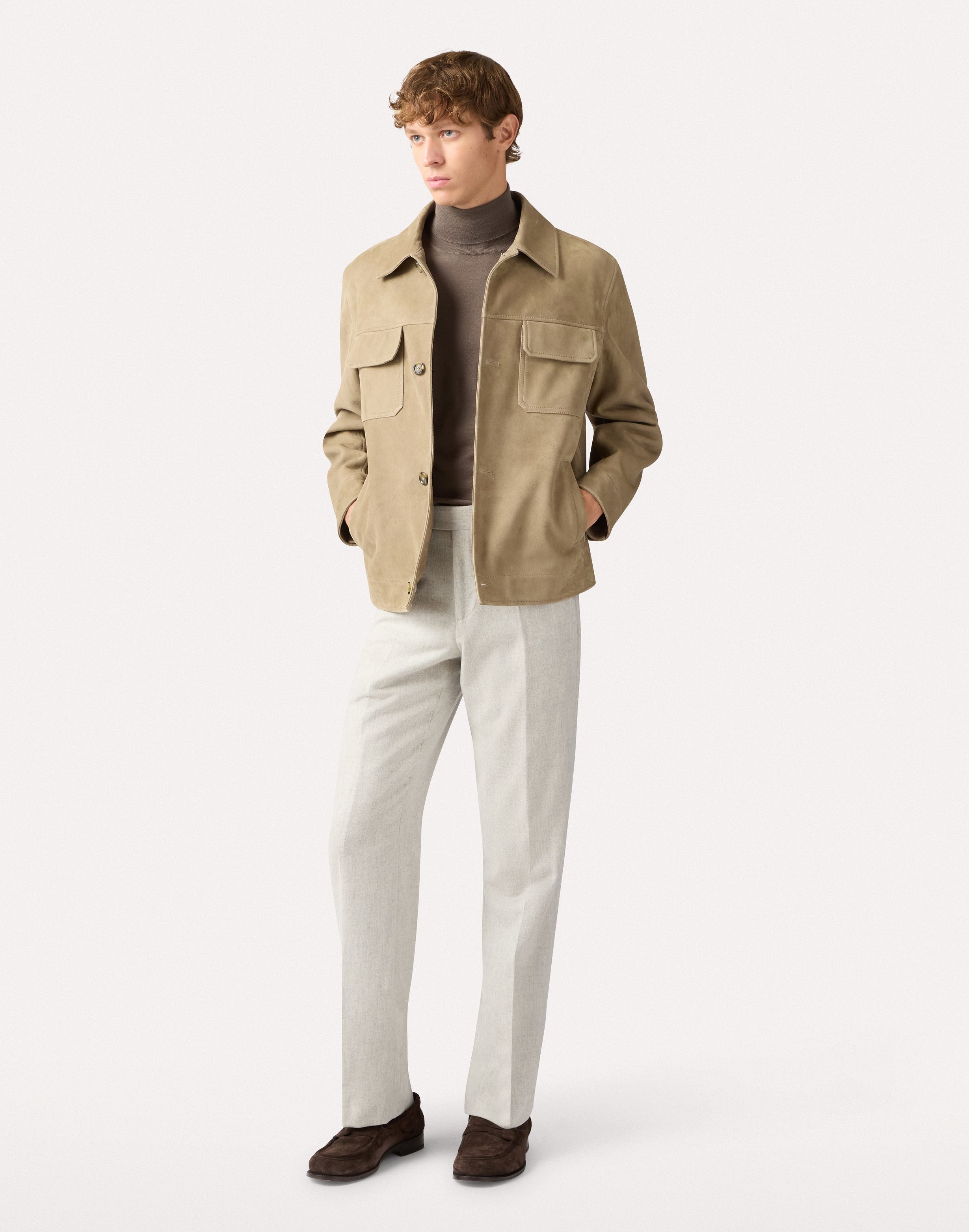 Beige jacket in suede and wool-cashmere blend BEIGE Lardini 2