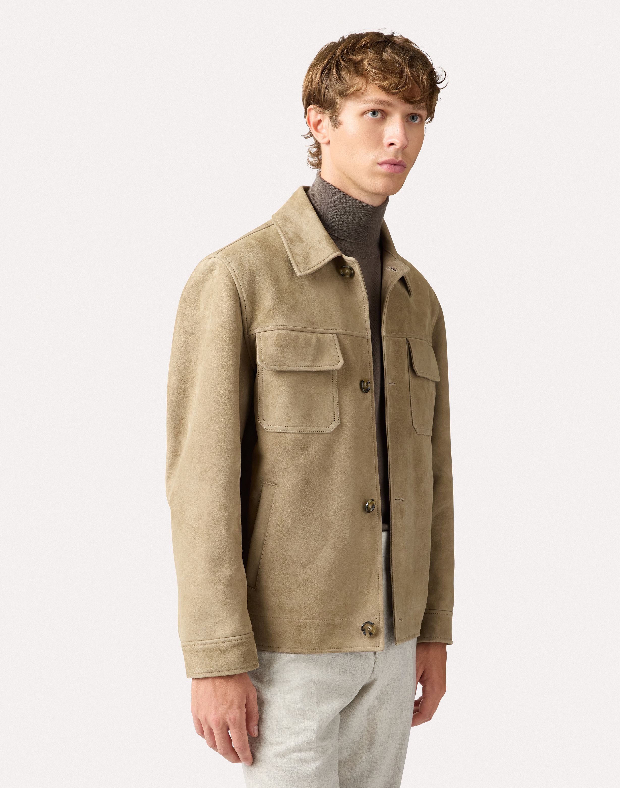 Beige jacket in suede and wool-cashmere blend BEIGE Lardini 4