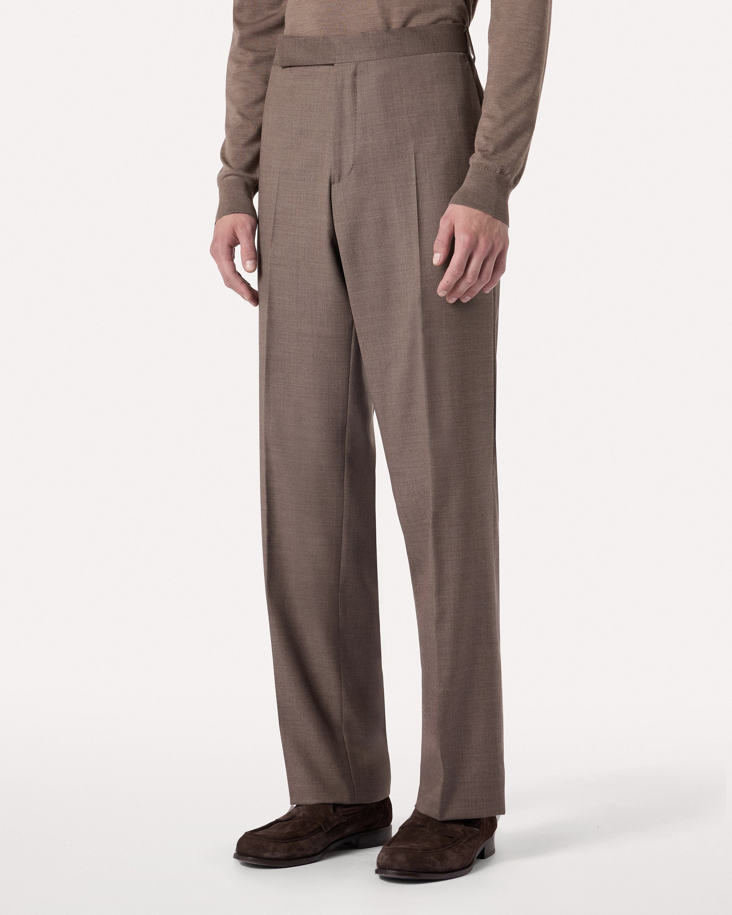 Hazelnut trousers in stretch wool twill HAZELNUT Lardini 4