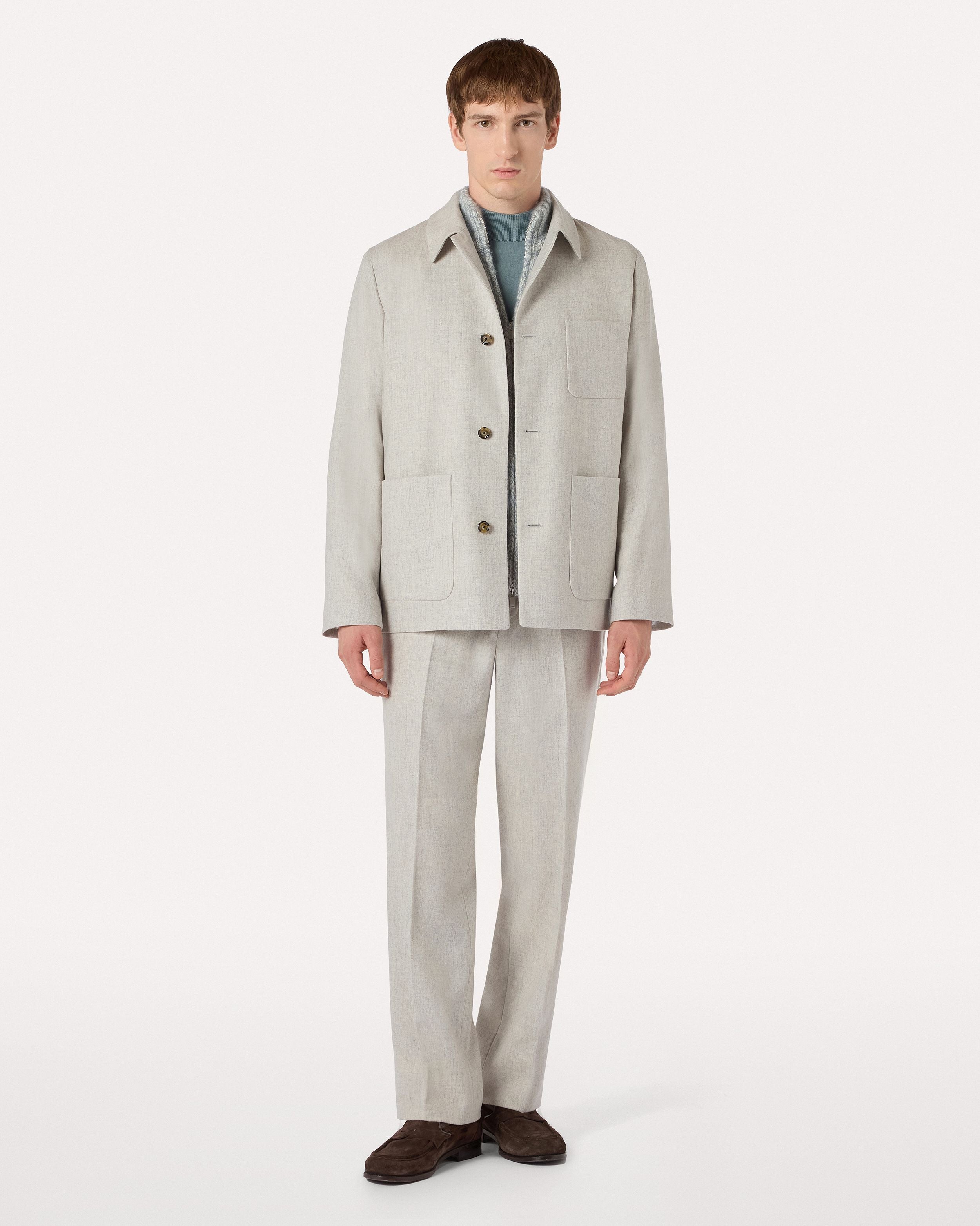 Pantalone grigio senza pieghe in flanella leggera GREY Lardini 2
