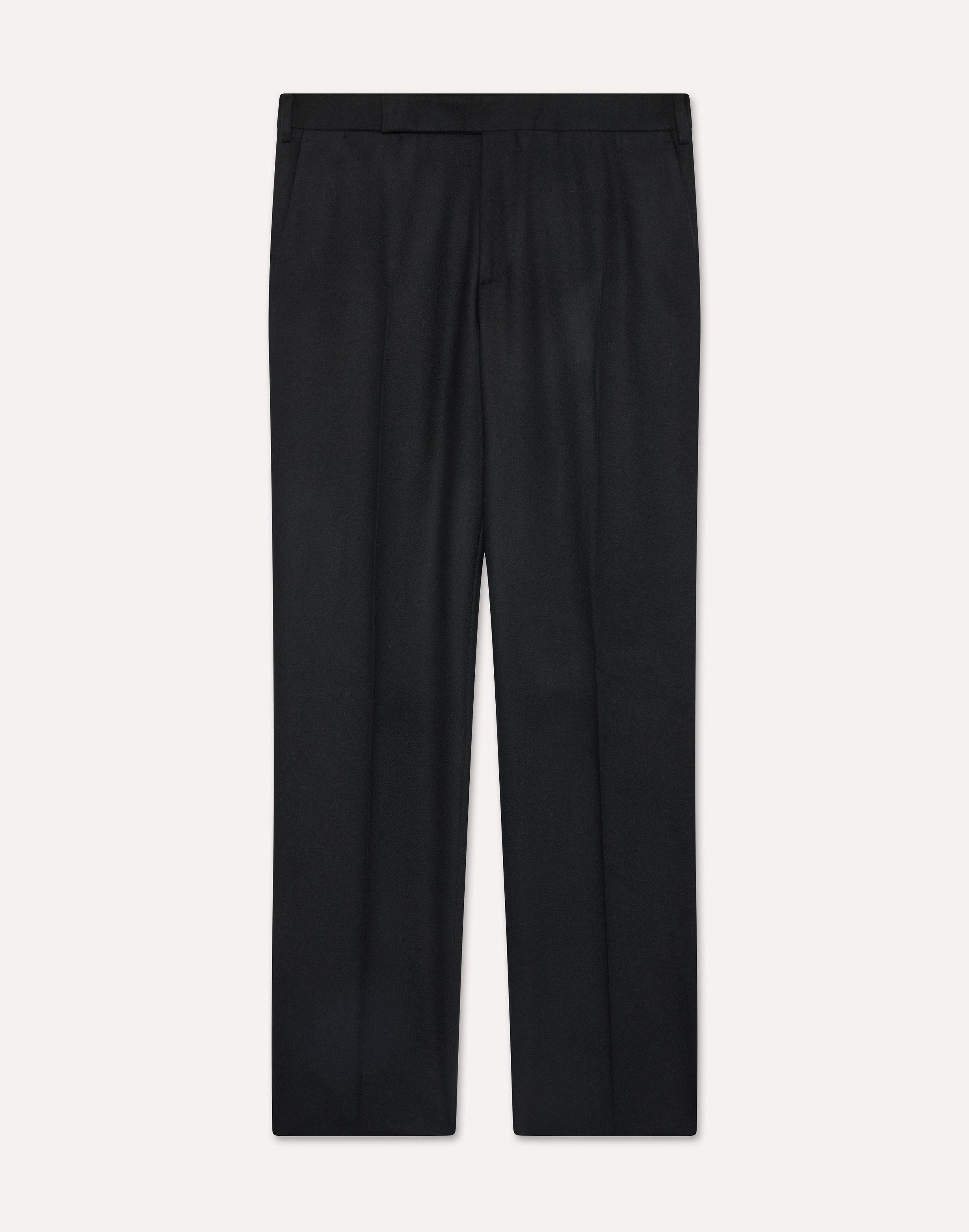 Pantalone nero senza pieghe in flanella leggera BLACK Lardini 1