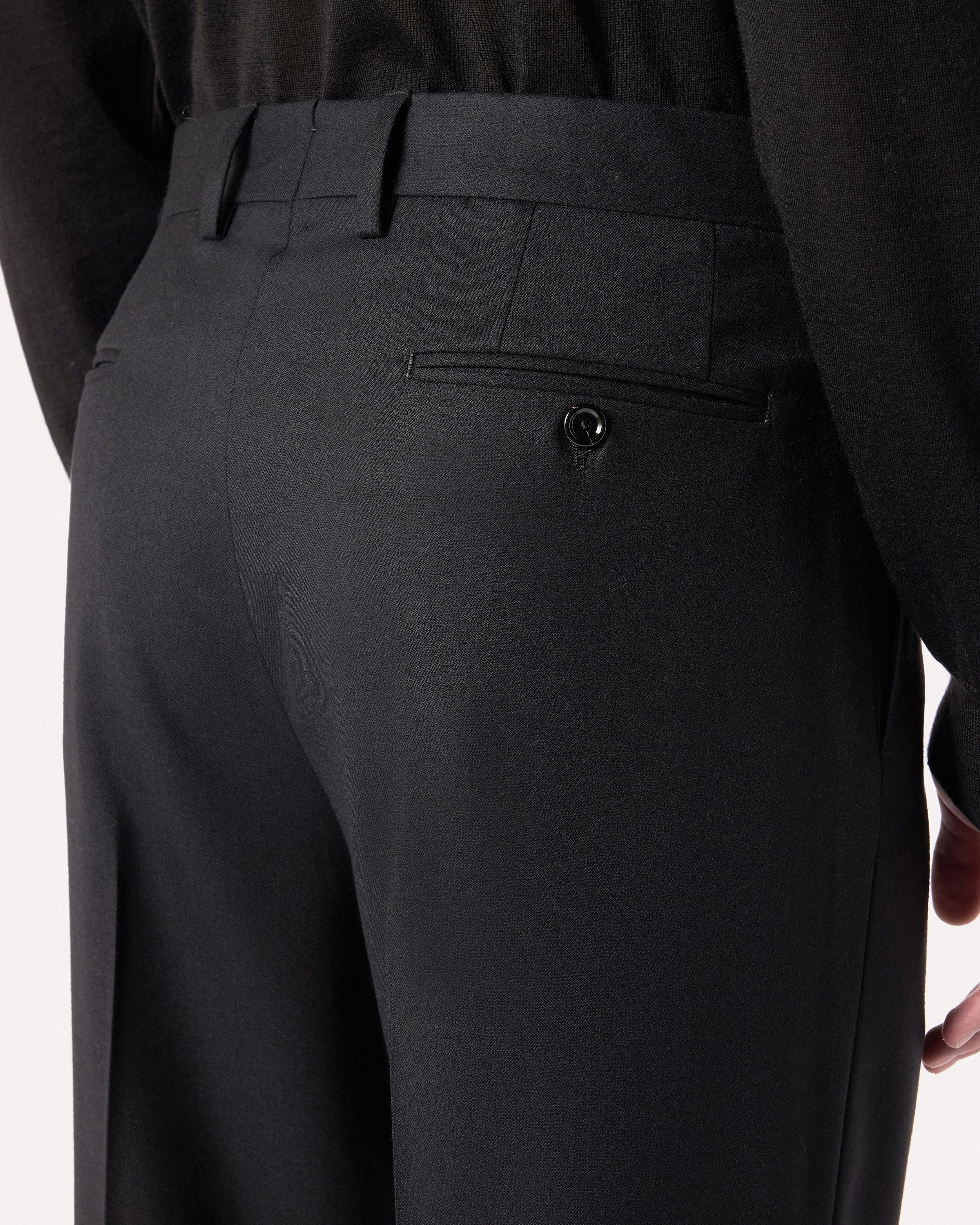 Pantalone nero senza pieghe in flanella leggera BLACK Lardini 3