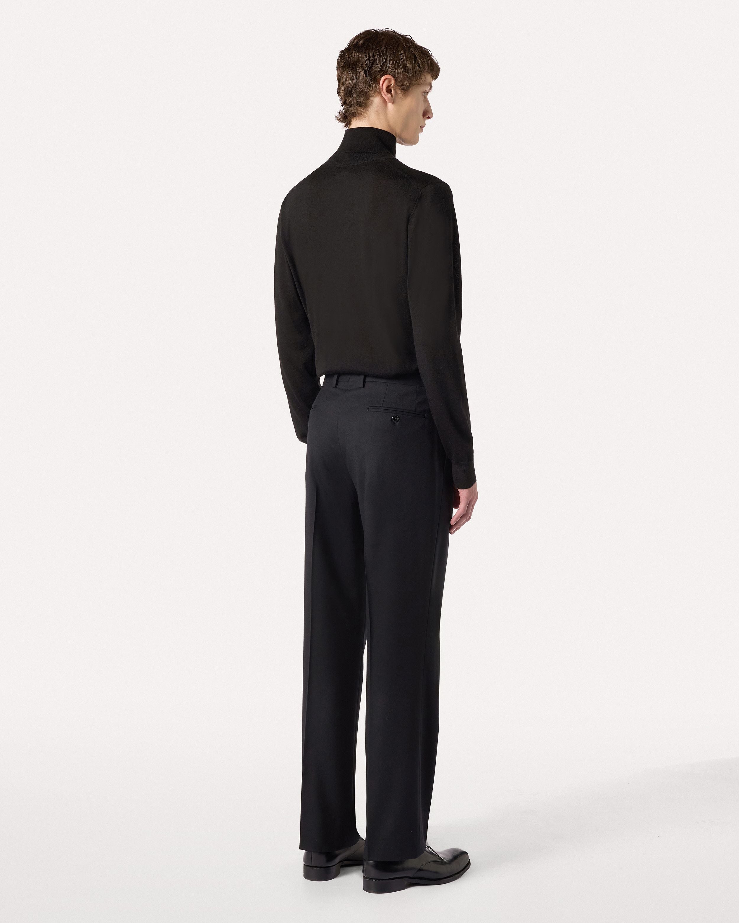 Pantalone nero senza pieghe in flanella leggera BLACK Lardini 5