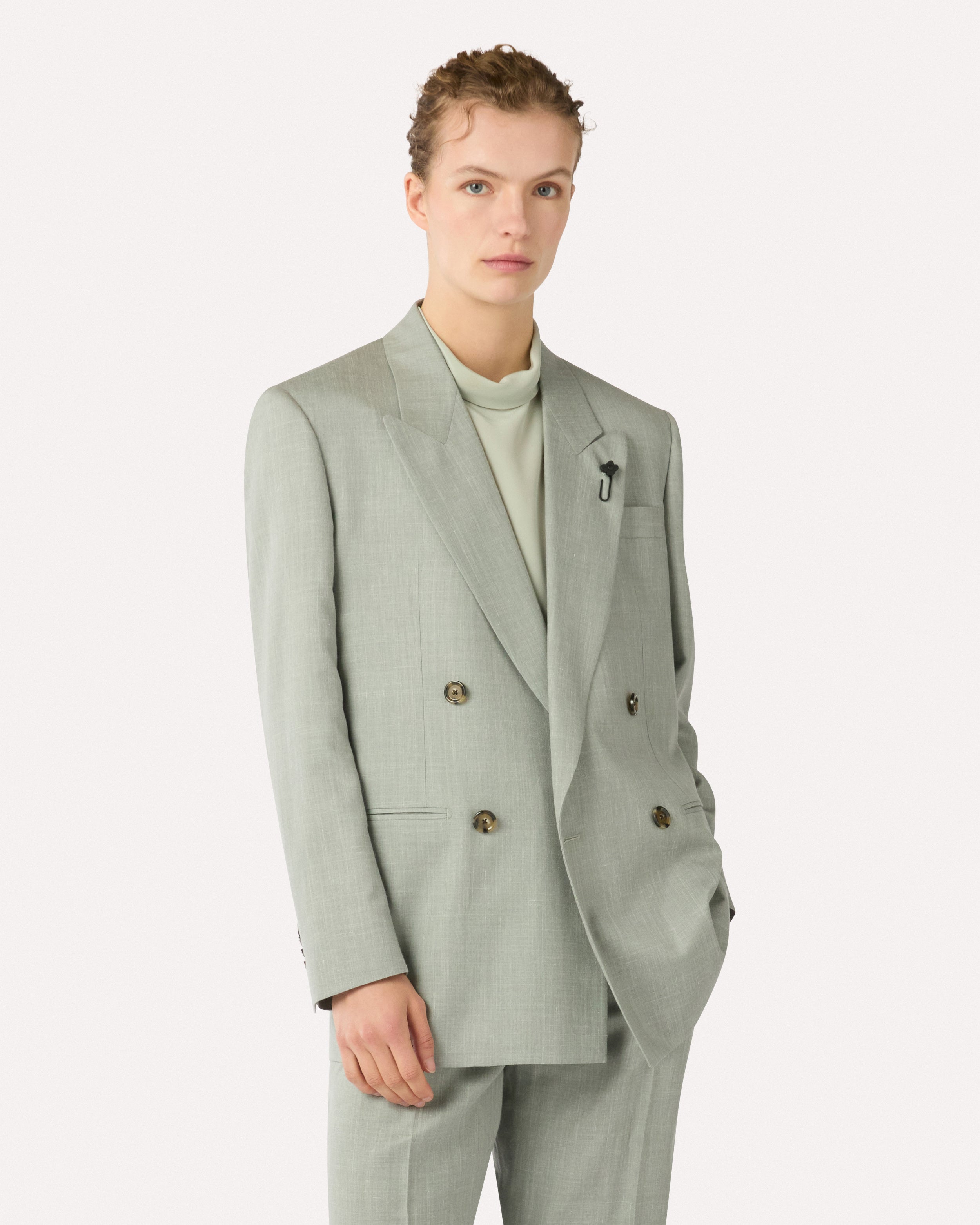Green double-breasted blazer GREEN Lardini 4