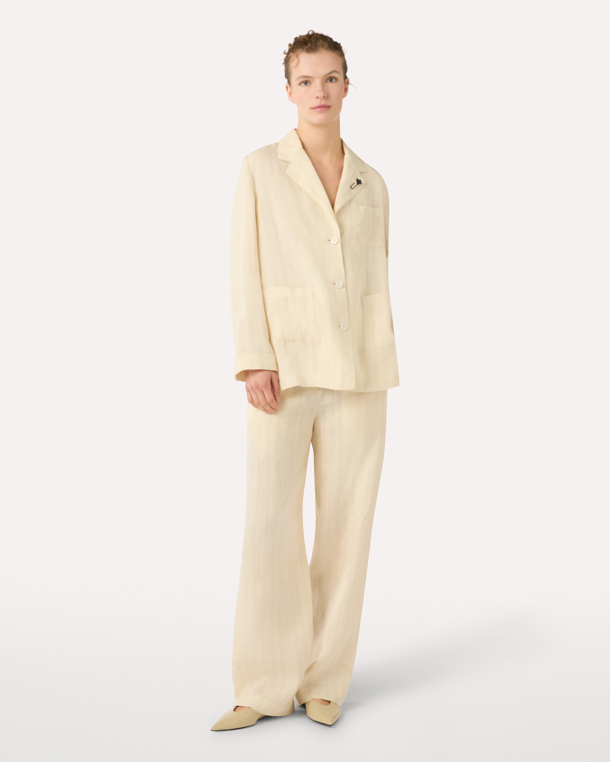 Pantalon fluide en lin avec lurex CREAM Lardini 2