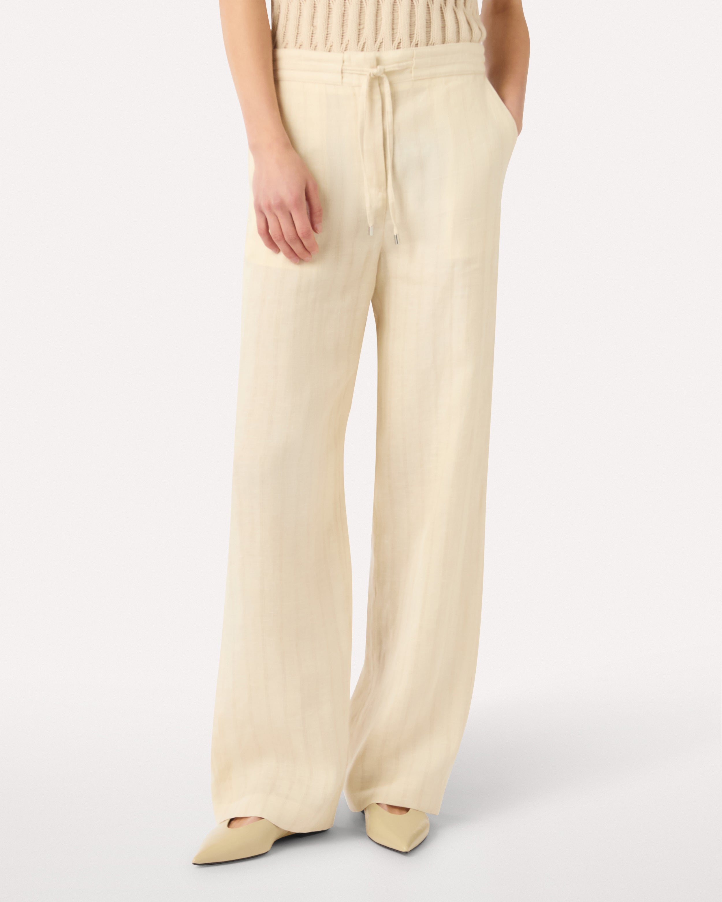 Pantalone morbido in lino con lurex CREAM Lardini 4